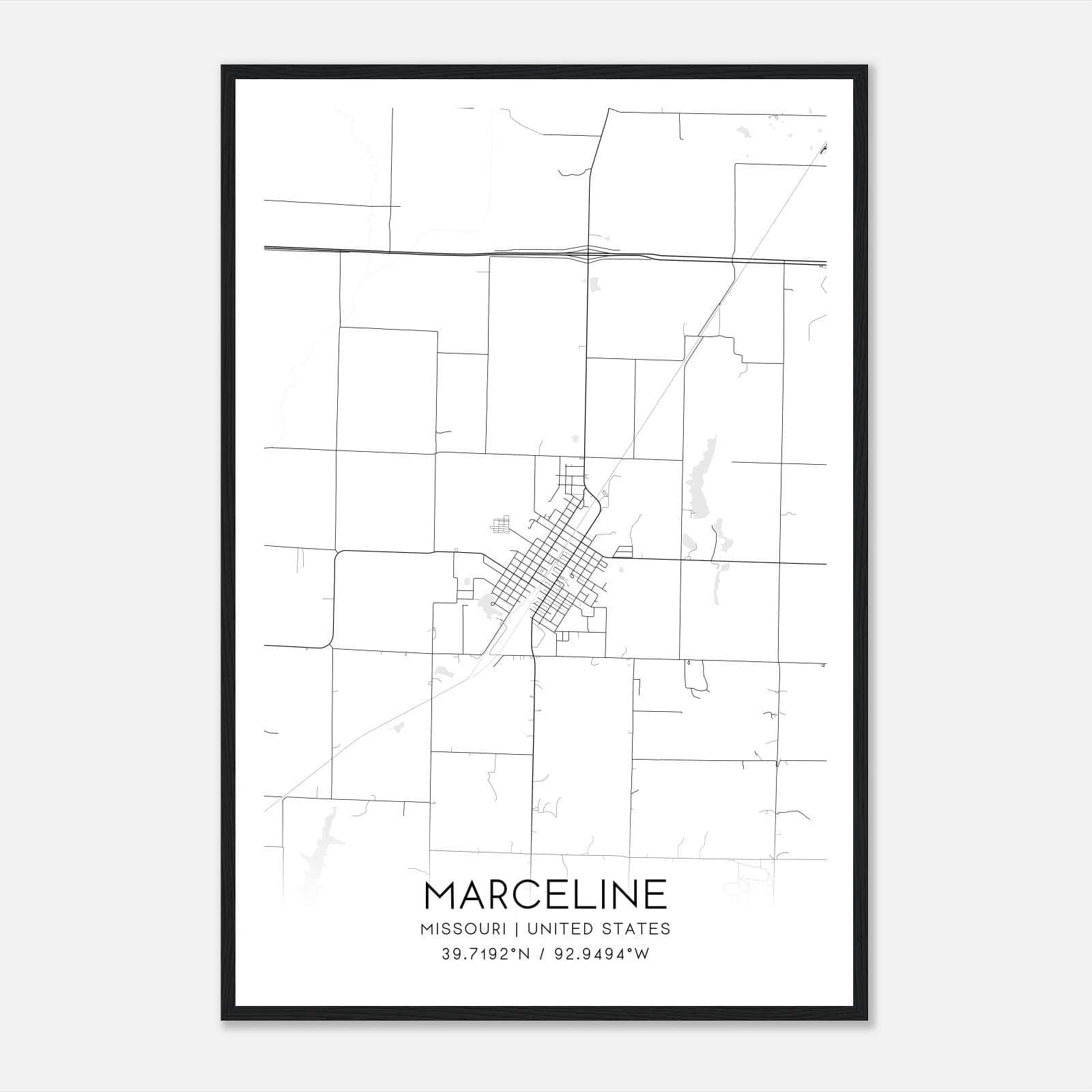 Marceline Missouri Map Poster, Modern Home Decor Wall Art Print Marceline Missouri Map Poster, Modern Home Decor Wall Art Print