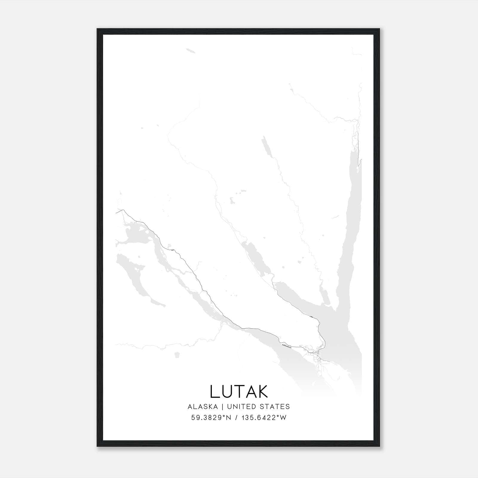 Lutak Alaska Map Poster, Modern Home Decor Wall Art Print Lutak Alaska Map Poster, Modern Home Decor Wall Art Print