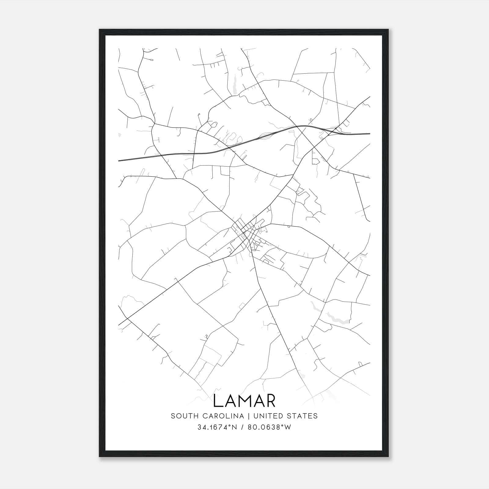 Lamar South Carolina Map Poster, Modern Home Decor Wall Art Print Lamar South Carolina Map Poster, Modern Home Decor Wall Art Print