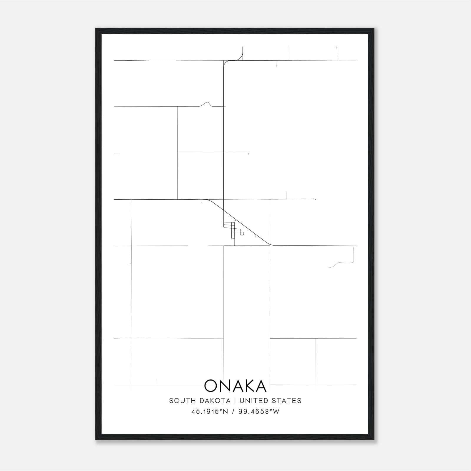 Onaka South Dakota Map Poster, Modern Home Decor Wall Art Print Onaka South Dakota Map Poster, Modern Home Decor Wall Art Print