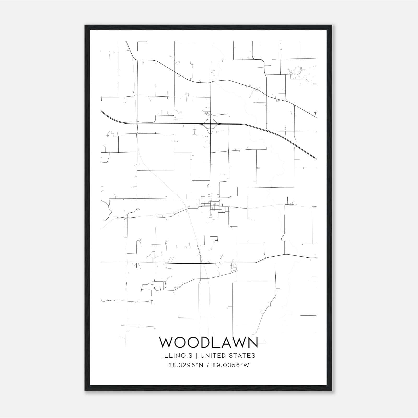 Woodlawn Illinois Map Poster, Modern Home Decor Wall Art Print Woodlawn Illinois Map Poster, Modern Home Decor Wall Art Print