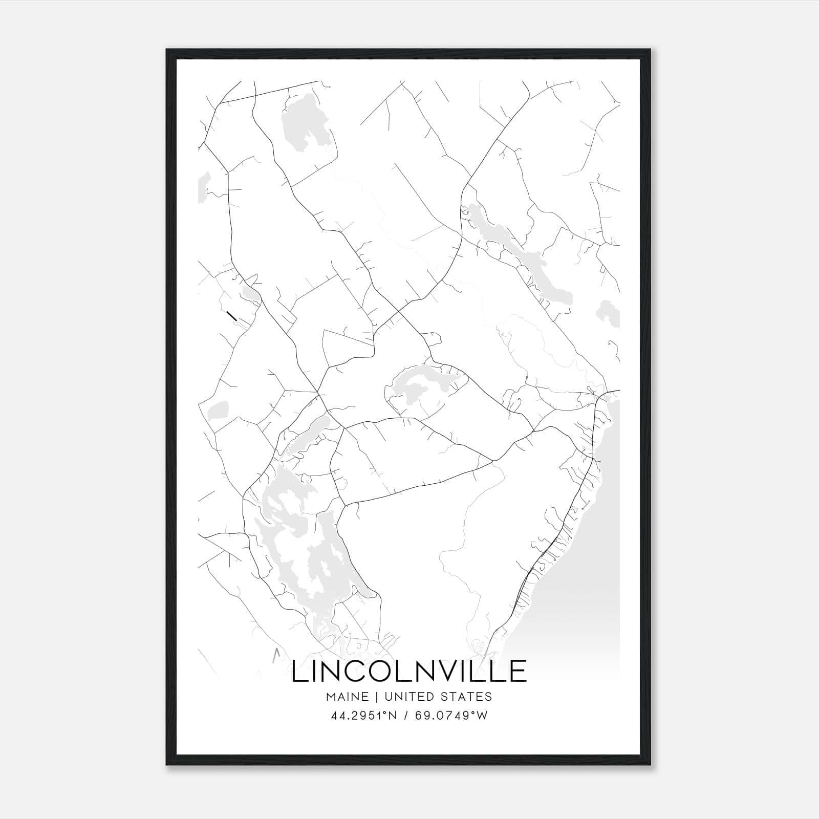 Lincolnville Maine Map Poster, Modern Home Decor Wall Art Print Lincolnville Maine Map Poster, Modern Home Decor Wall Art Print