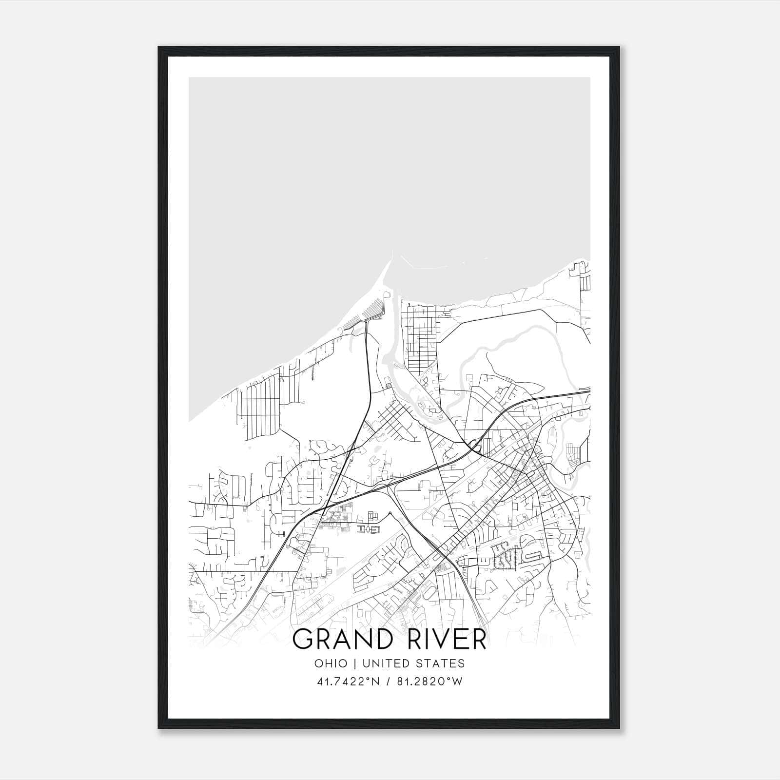 Grand River Ohio Map Poster, Modern Home Decor Wall Art Print Grand River Ohio Map Poster, Modern Home Decor Wall Art Print