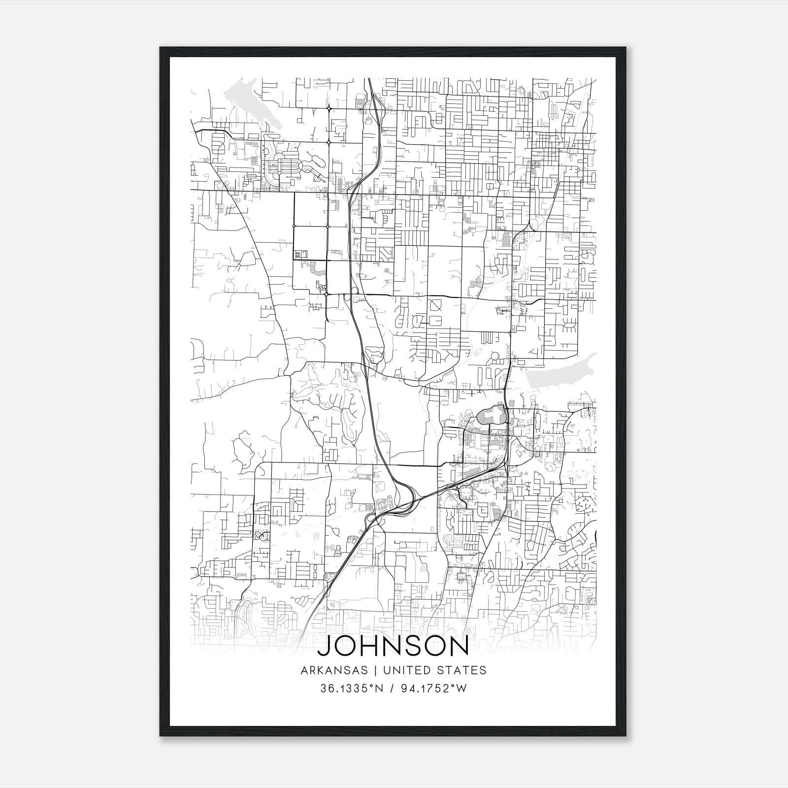 Johnson Arkansas Map Poster, Modern Home Decor Wall Art Print Johnson Arkansas Map Poster, Modern Home Decor Wall Art Print
