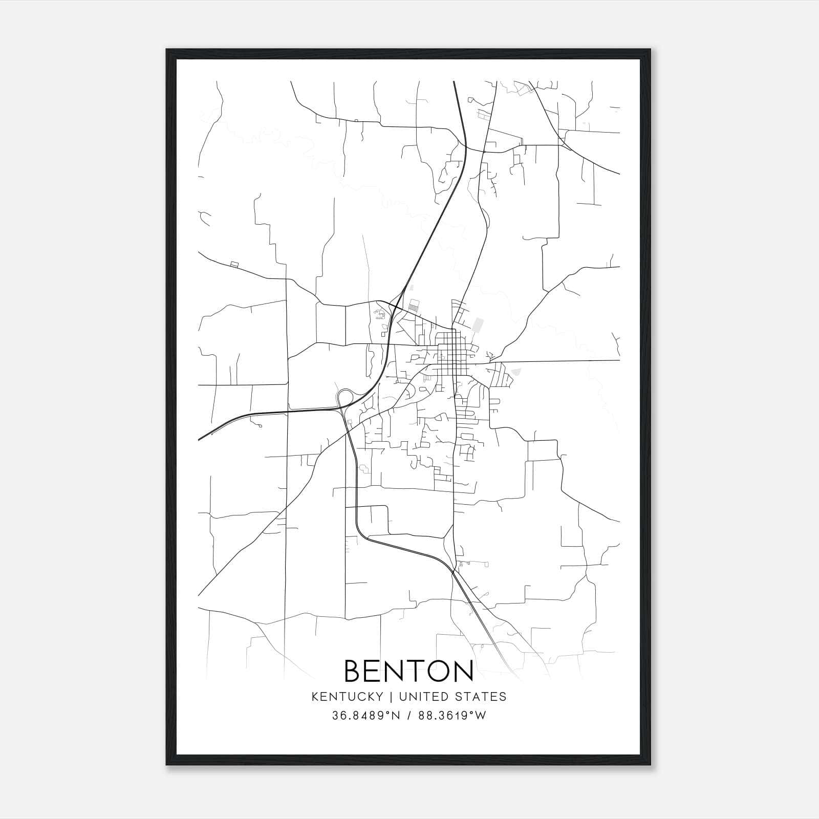 Benton Kentucky Map Poster, Modern Home Decor Wall Art Print Benton Kentucky Map Poster, Modern Home Decor Wall Art Print