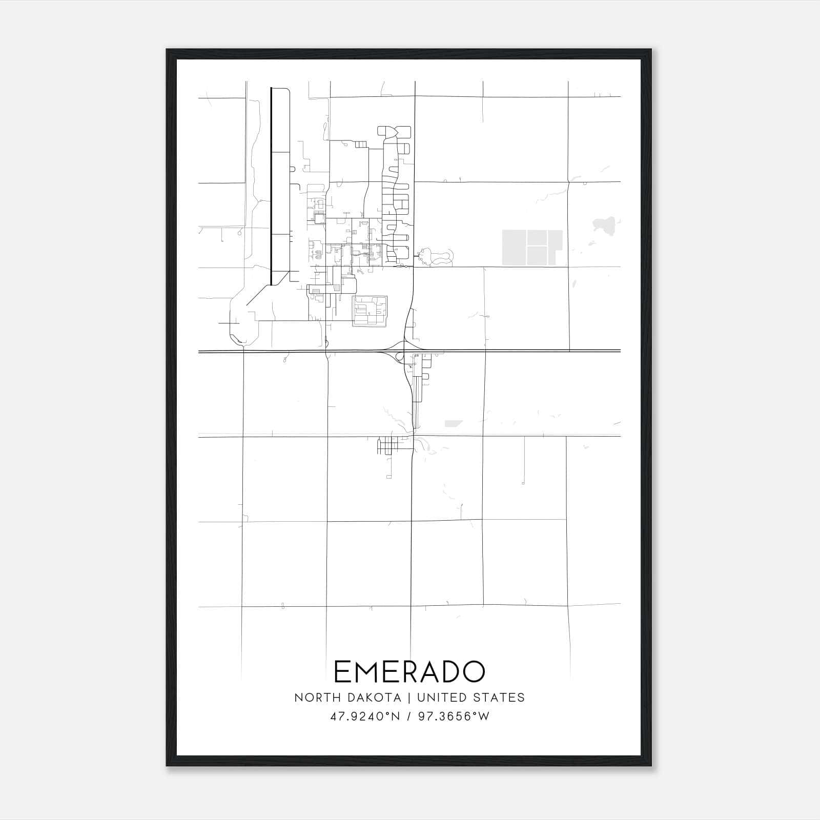 Emerado North Dakota Map Poster, Modern Home Decor Wall Art Print Emerado North Dakota Map Poster, Modern Home Decor Wall Art Print