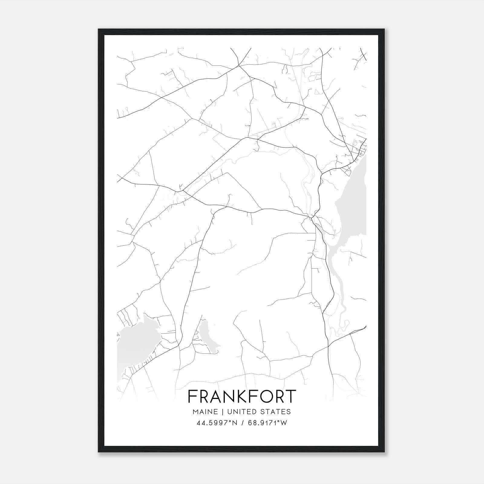 Frankfort Maine Map Poster, Modern Home Decor Wall Art Print Frankfort Maine Map Poster, Modern Home Decor Wall Art Print