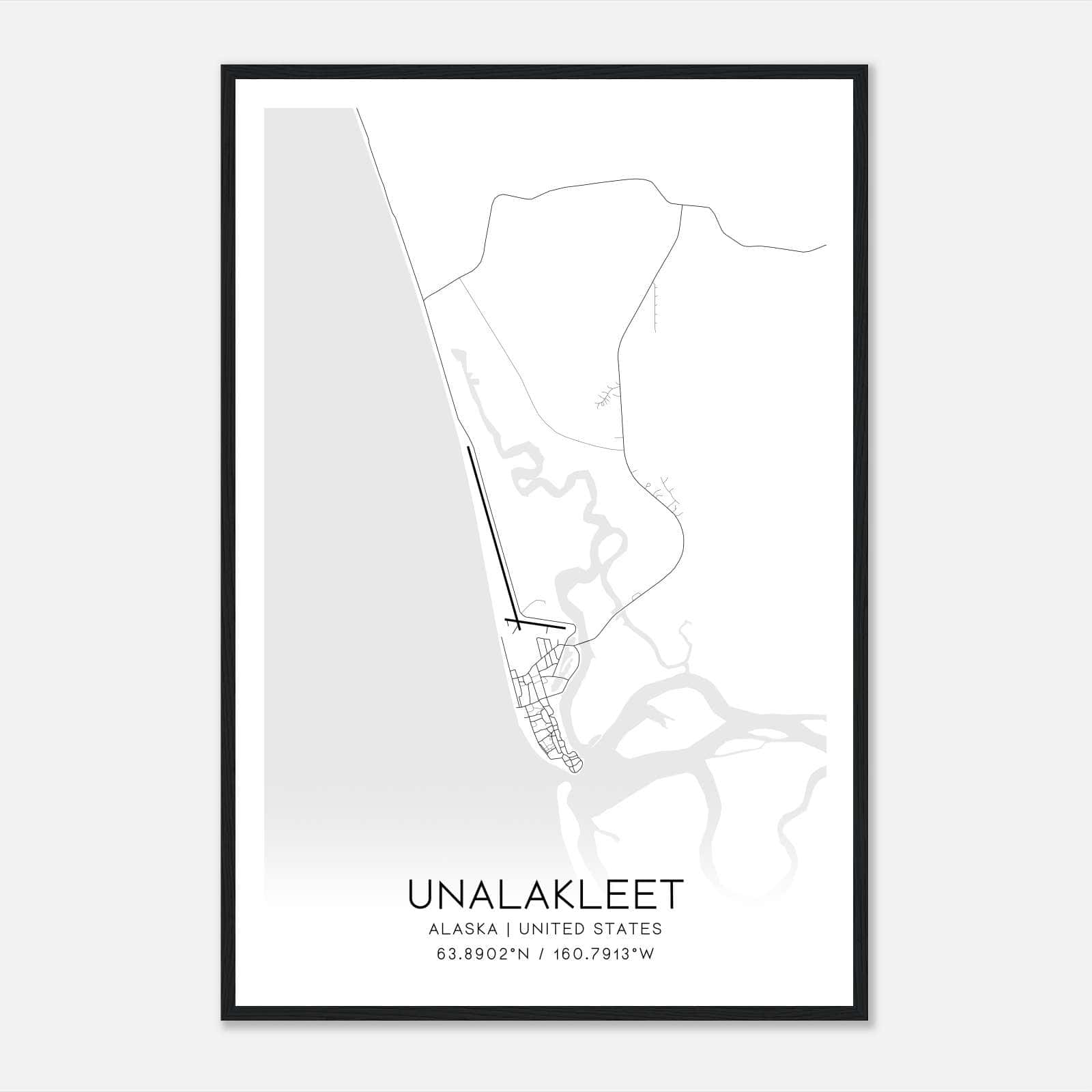 Unalakleet Alaska Map Poster, Modern Home Decor Wall Art Print Unalakleet Alaska Map Poster, Modern Home Decor Wall Art Print