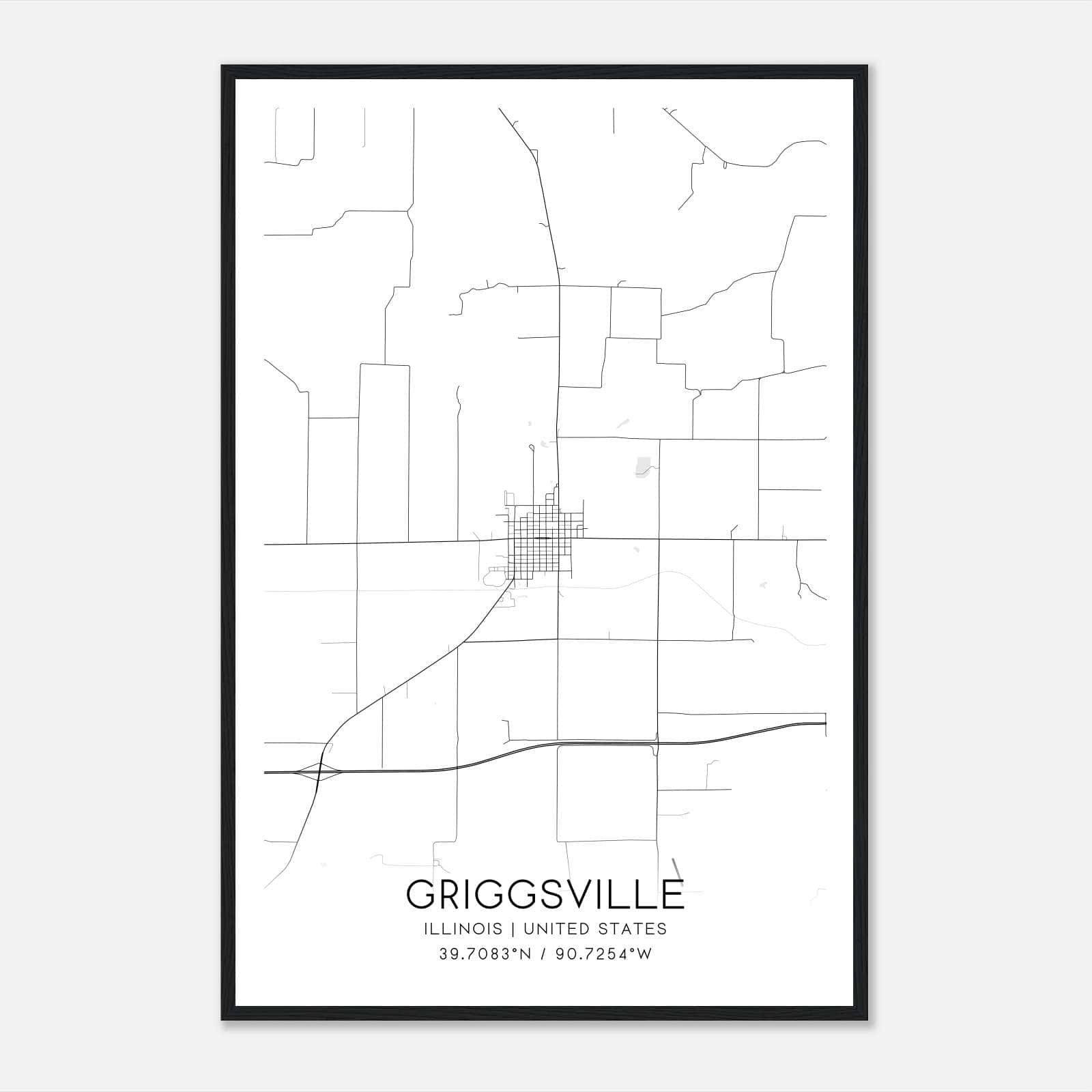 Griggsville Illinois Map Poster, Modern Home Decor Wall Art Print Griggsville Illinois Map Poster, Modern Home Decor Wall Art Print