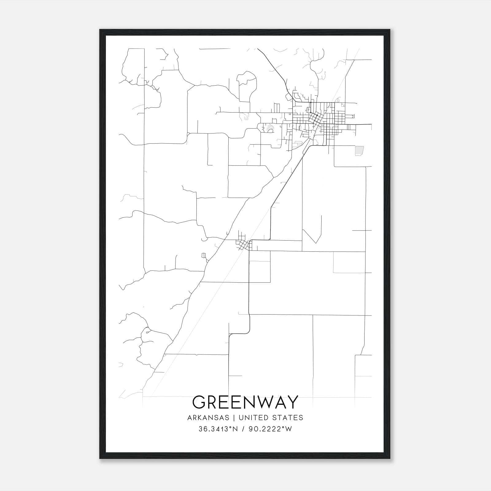 Greenway Arkansas Map Poster, Modern Home Decor Wall Art Print Greenway Arkansas Map Poster, Modern Home Decor Wall Art Print