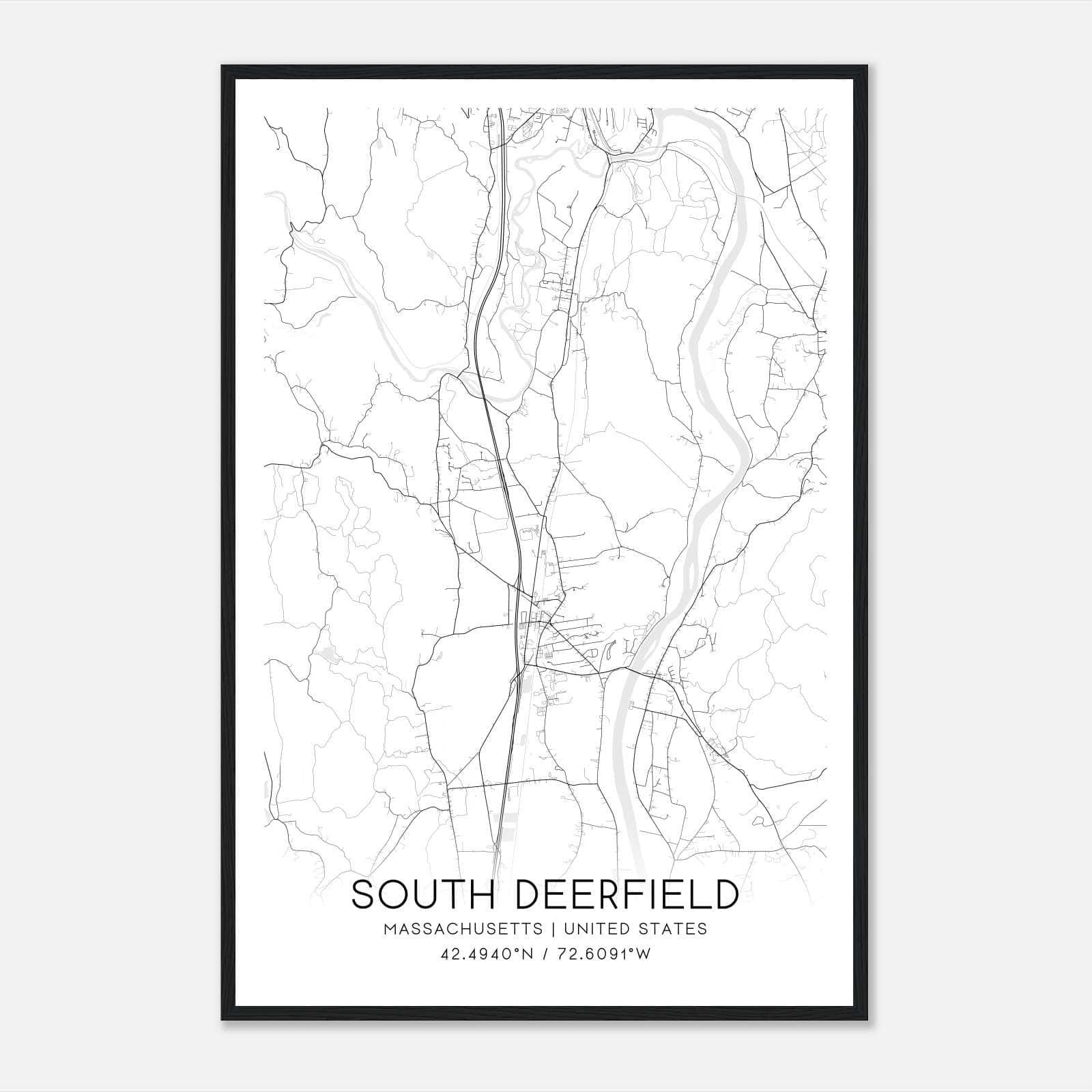 South Deerfield Massachusetts Map Poster, Modern Home Decor Wall Art Print South Deerfield Massachusetts Map Poster, Modern Home Decor Wall Art Print