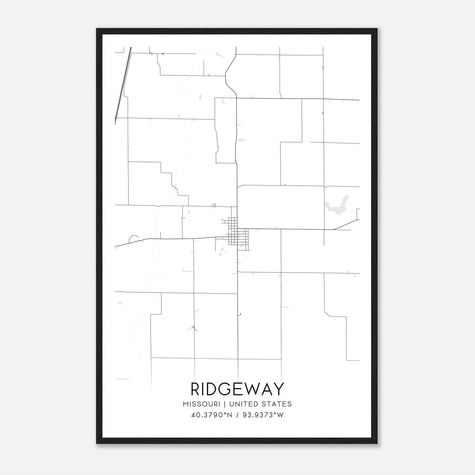 Ridgeway Missouri Map Poster, Modern Home Decor Wall Art Print Ridgeway Missouri Map Poster, Modern Home Decor Wall Art Print