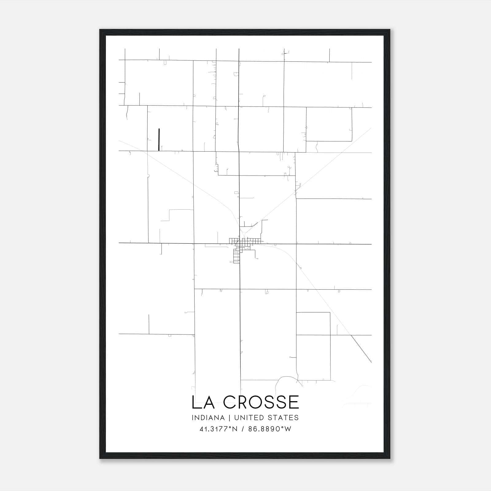 La Crosse Indiana Map Poster, Modern Home Decor Wall Art Print La Crosse Indiana Map Poster, Modern Home Decor Wall Art Print