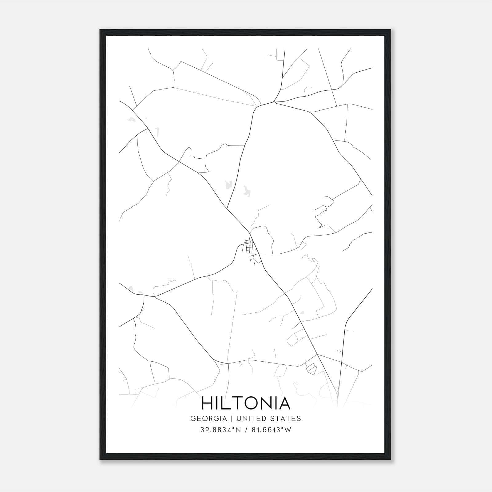 Hiltonia Georgia Map Poster, Modern Home Decor Wall Art Print Hiltonia Georgia Map Poster, Modern Home Decor Wall Art Print