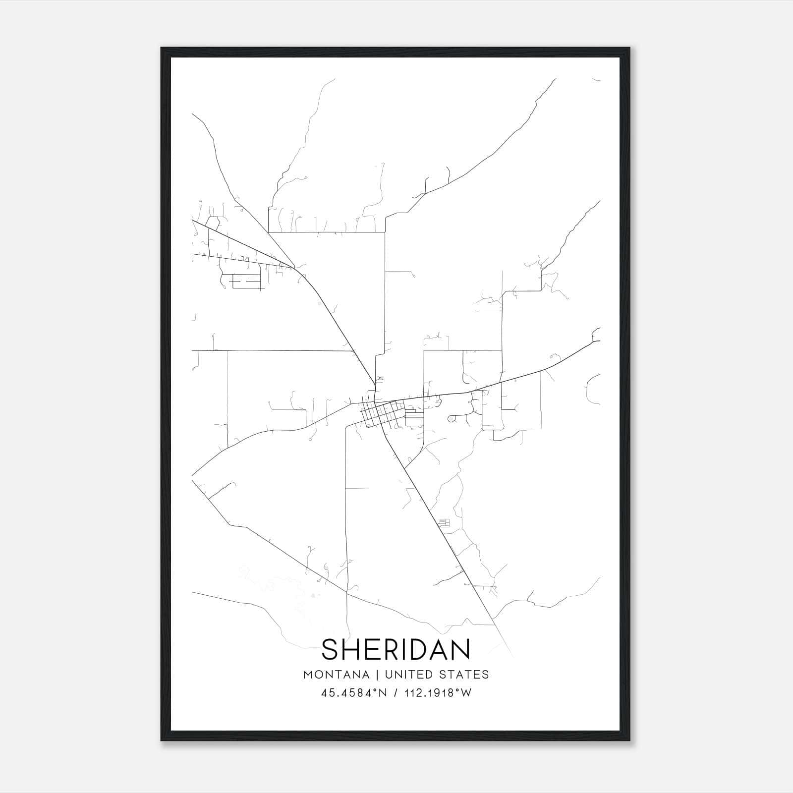 Sheridan Montana Map Poster, Modern Home Decor Wall Art Print Sheridan Montana Map Poster, Modern Home Decor Wall Art Print