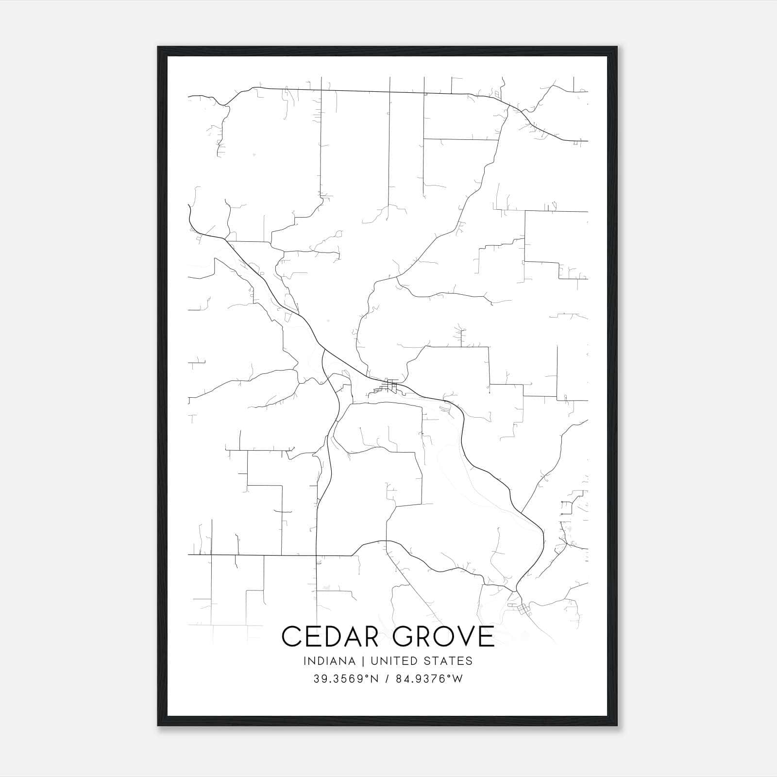 Cedar Grove Indiana Map Poster, Modern Home Decor Wall Art Print Cedar Grove Indiana Map Poster, Modern Home Decor Wall Art Print