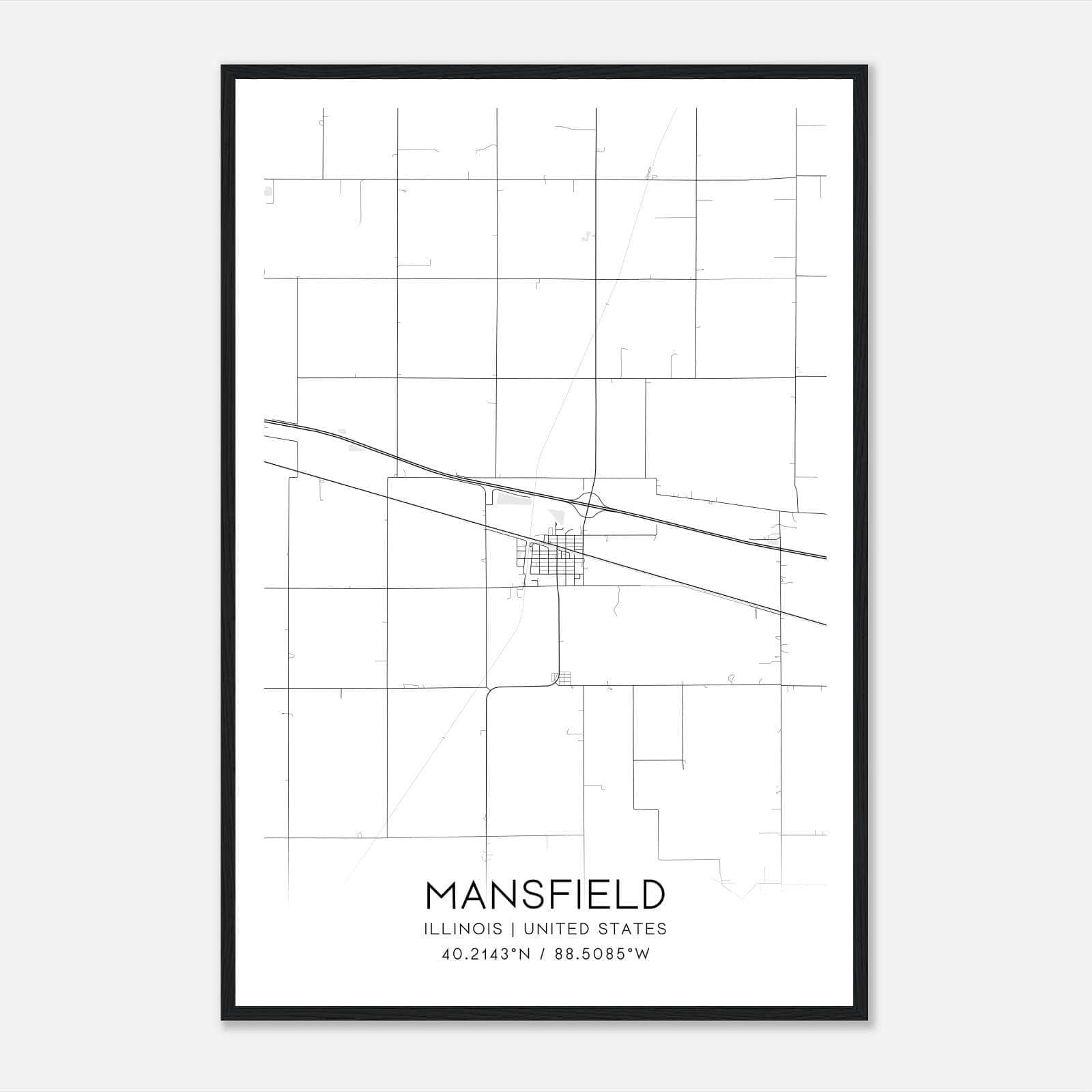 Mansfield Illinois Map Poster, Modern Home Decor Wall Art Print Mansfield Illinois Map Poster, Modern Home Decor Wall Art Print