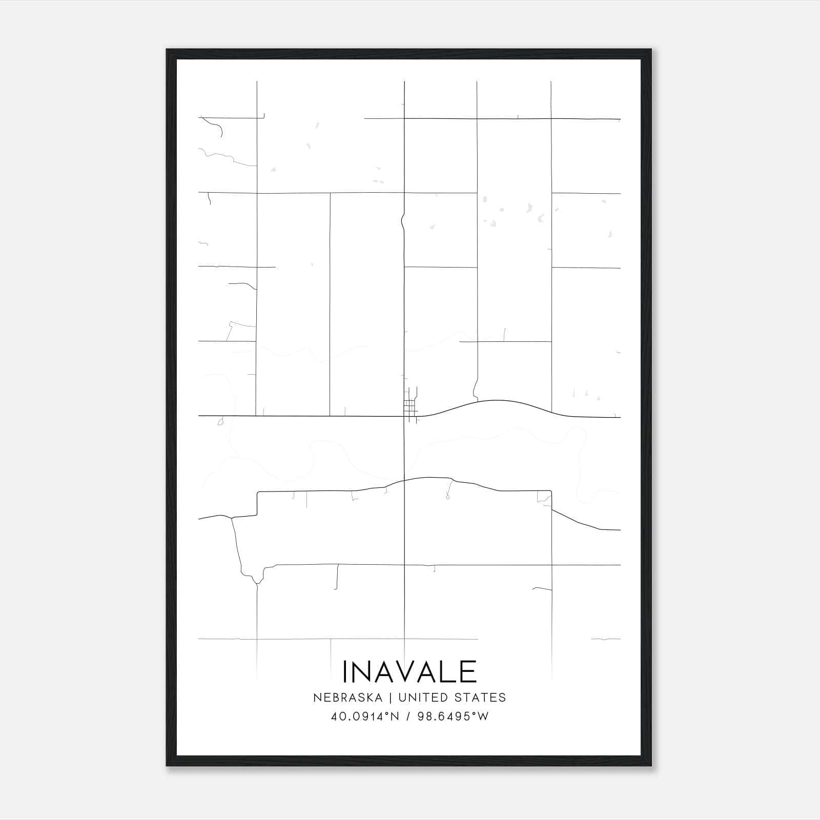 Inavale Nebraska Map Poster, Modern Home Decor Wall Art Print Inavale Nebraska Map Poster, Modern Home Decor Wall Art Print