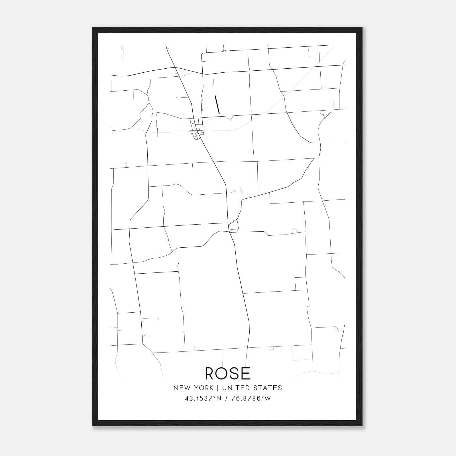 Rose New York Map Poster, Modern Home Decor Wall Art Print Rose New York Map Poster, Modern Home Decor Wall Art Print