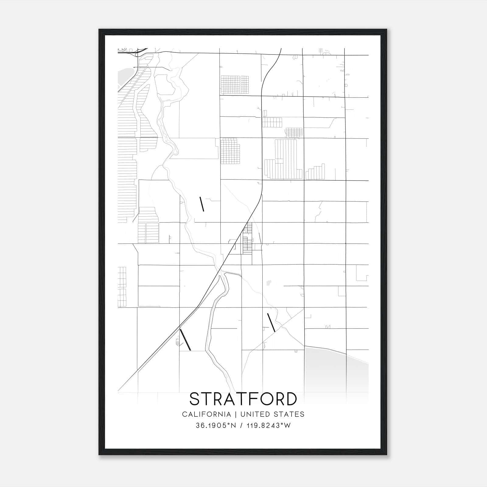Stratford California Map Poster, Modern Home Decor Wall Art Print Stratford California Map Poster, Modern Home Decor Wall Art Print
