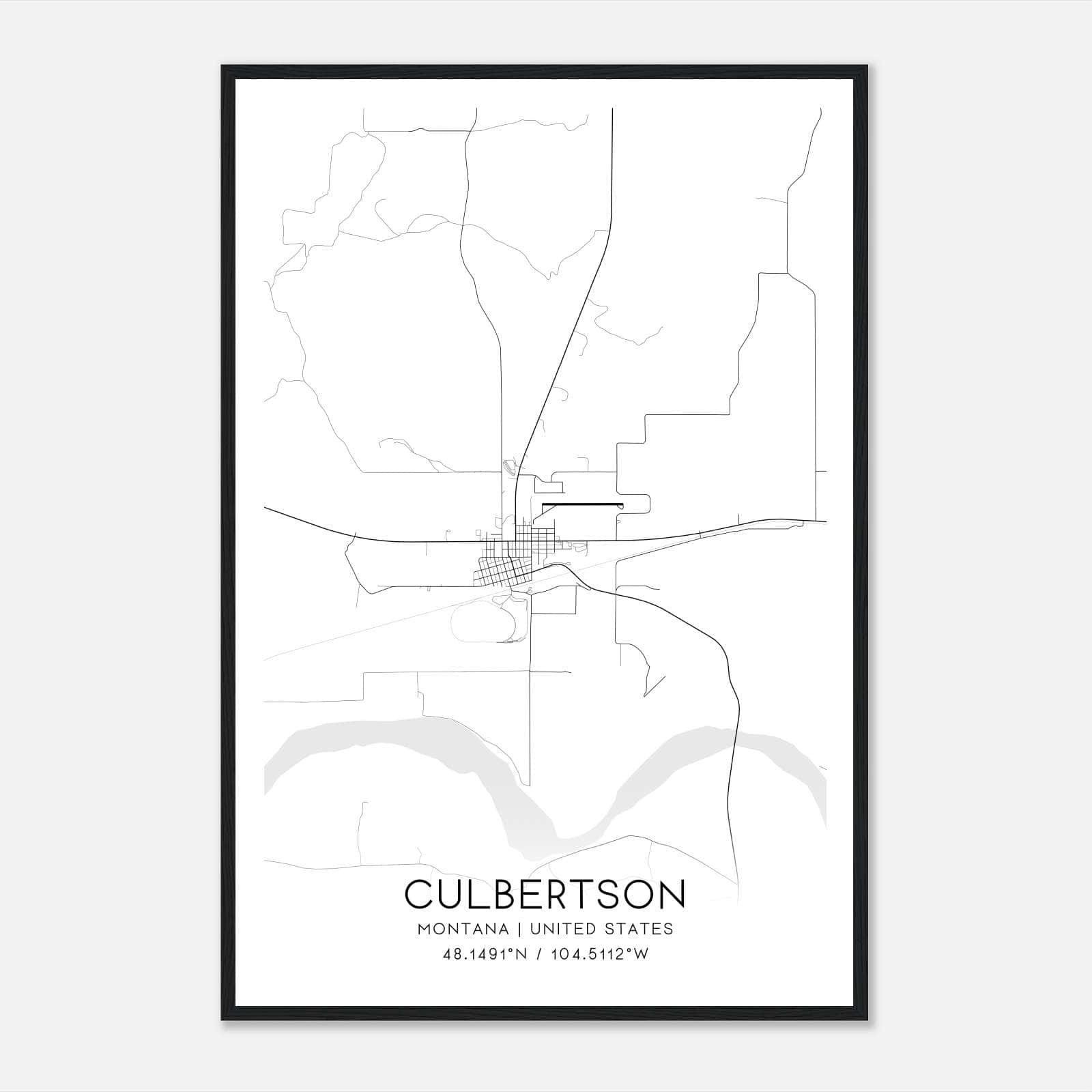 Culbertson Montana Map Poster, Modern Home Decor Wall Art Print Culbertson Montana Map Poster, Modern Home Decor Wall Art Print