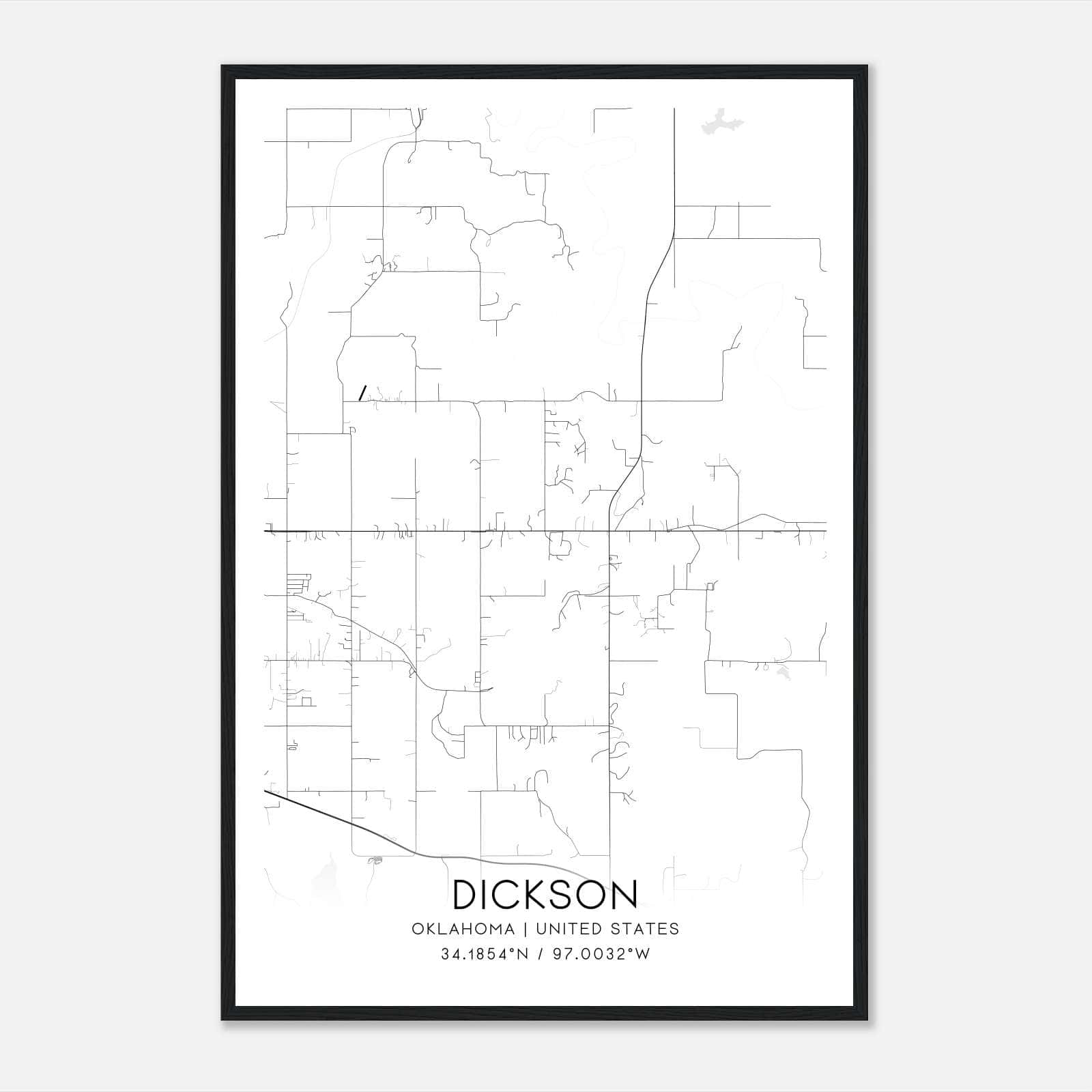 Dickson Oklahoma Map Poster, Modern Home Decor Wall Art Print Dickson Oklahoma Map Poster, Modern Home Decor Wall Art Print