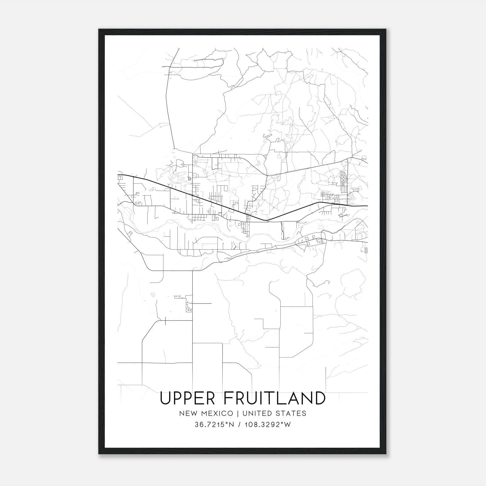 Upper Fruitland New Mexico Map Poster, Modern Home Decor Wall Art Print Upper Fruitland New Mexico Map Poster, Modern Home Decor Wall Art Print