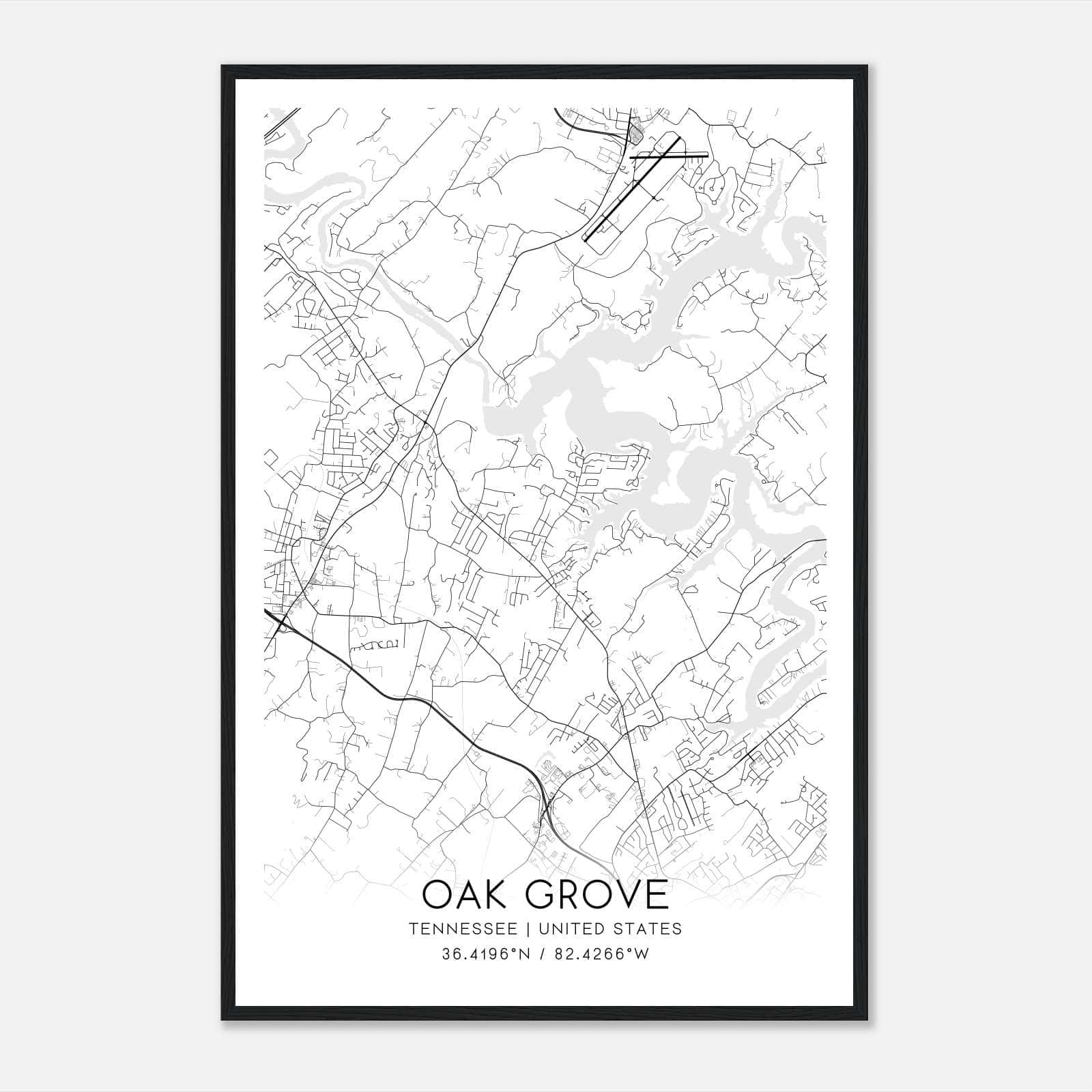 Oak Grove Tennessee Map Poster, Modern Home Decor Wall Art Print Oak Grove Tennessee Map Poster, Modern Home Decor Wall Art Print