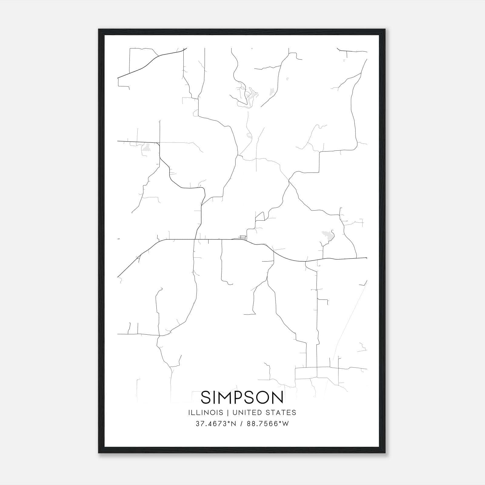 Simpson Illinois Map Poster, Modern Home Decor Wall Art Print Simpson Illinois Map Poster, Modern Home Decor Wall Art Print