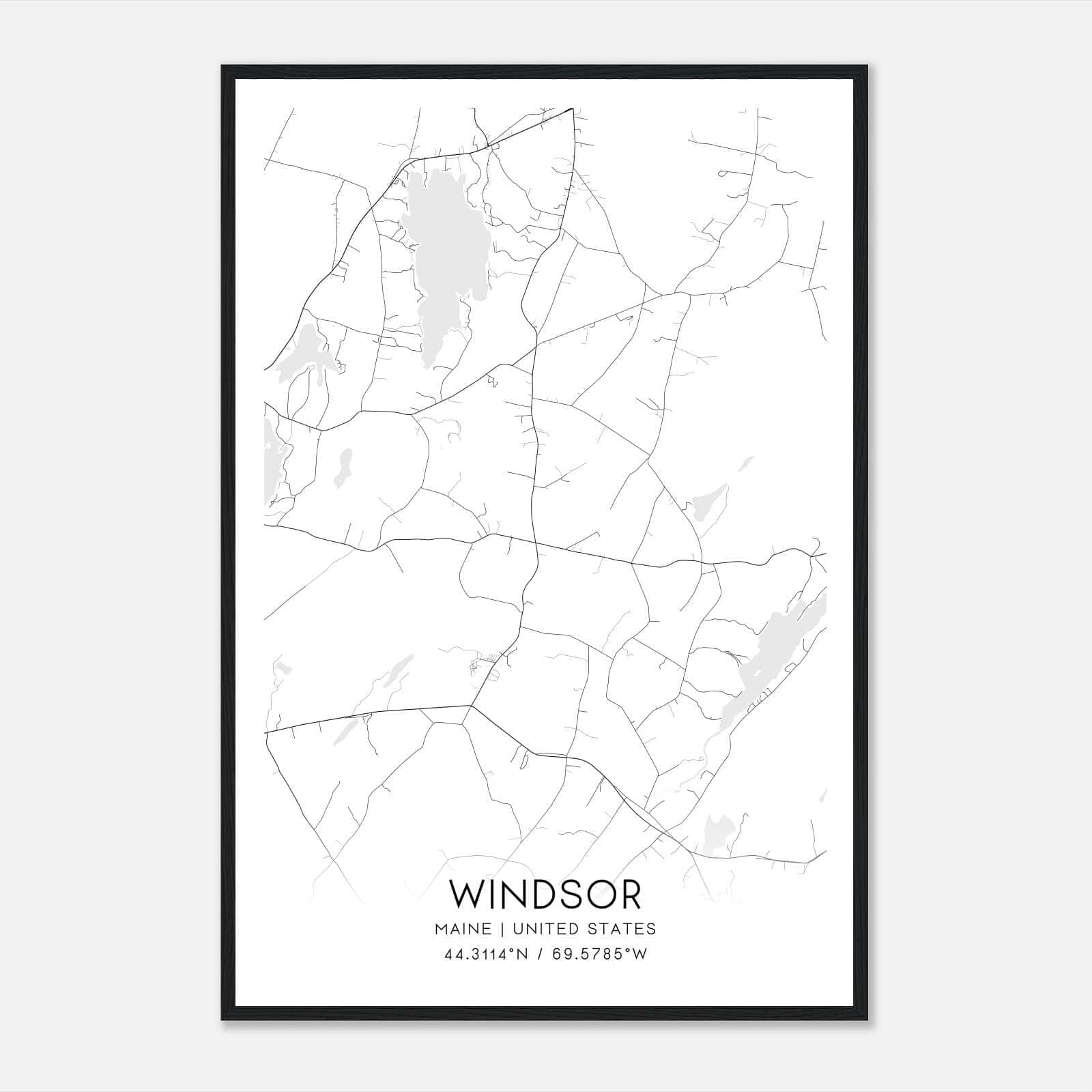 Windsor Maine Map Poster, Modern Home Decor Wall Art Print Windsor Maine Map Poster, Modern Home Decor Wall Art Print