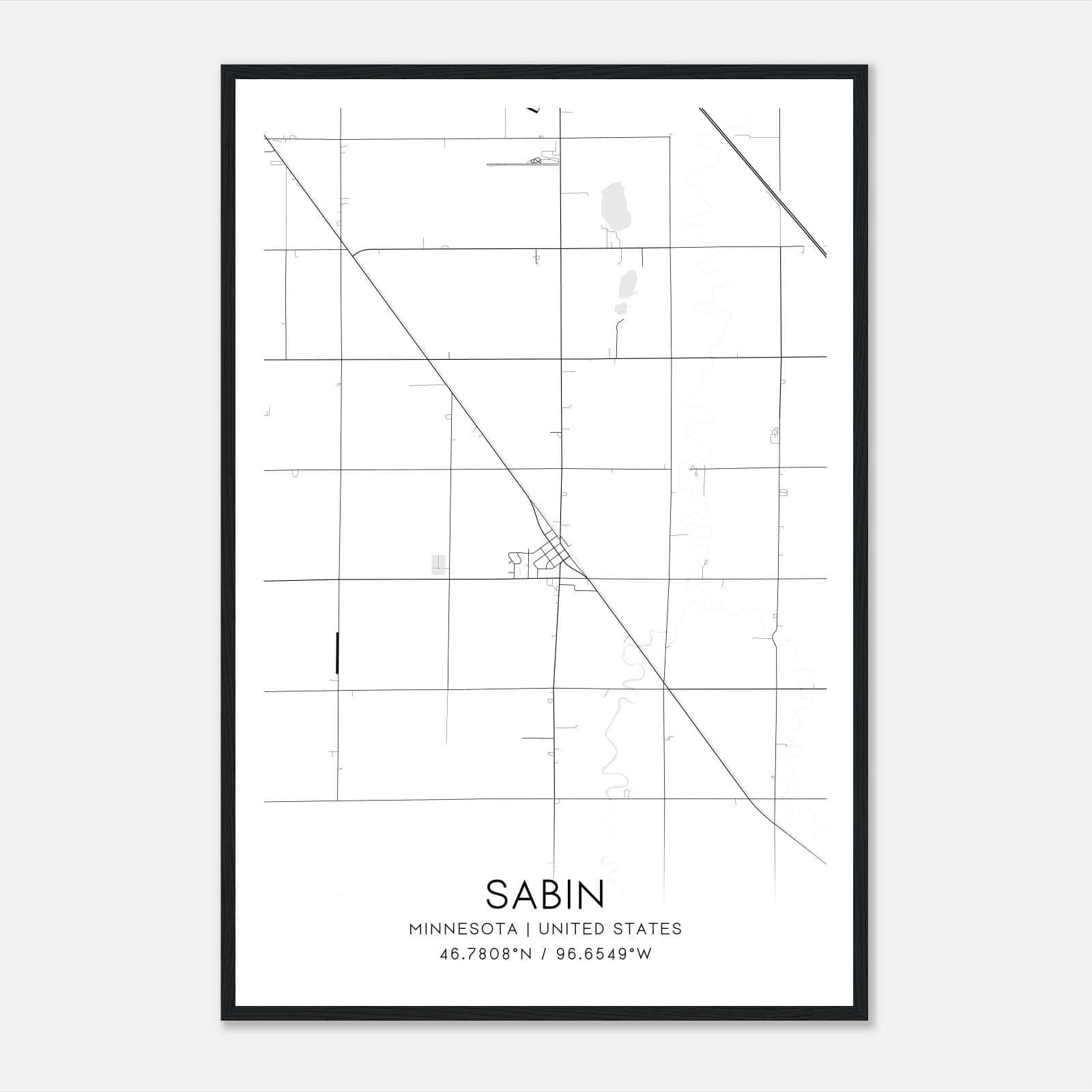 Sabin Minnesota Map Poster, Modern Home Decor Wall Art Print Sabin Minnesota Map Poster, Modern Home Decor Wall Art Print