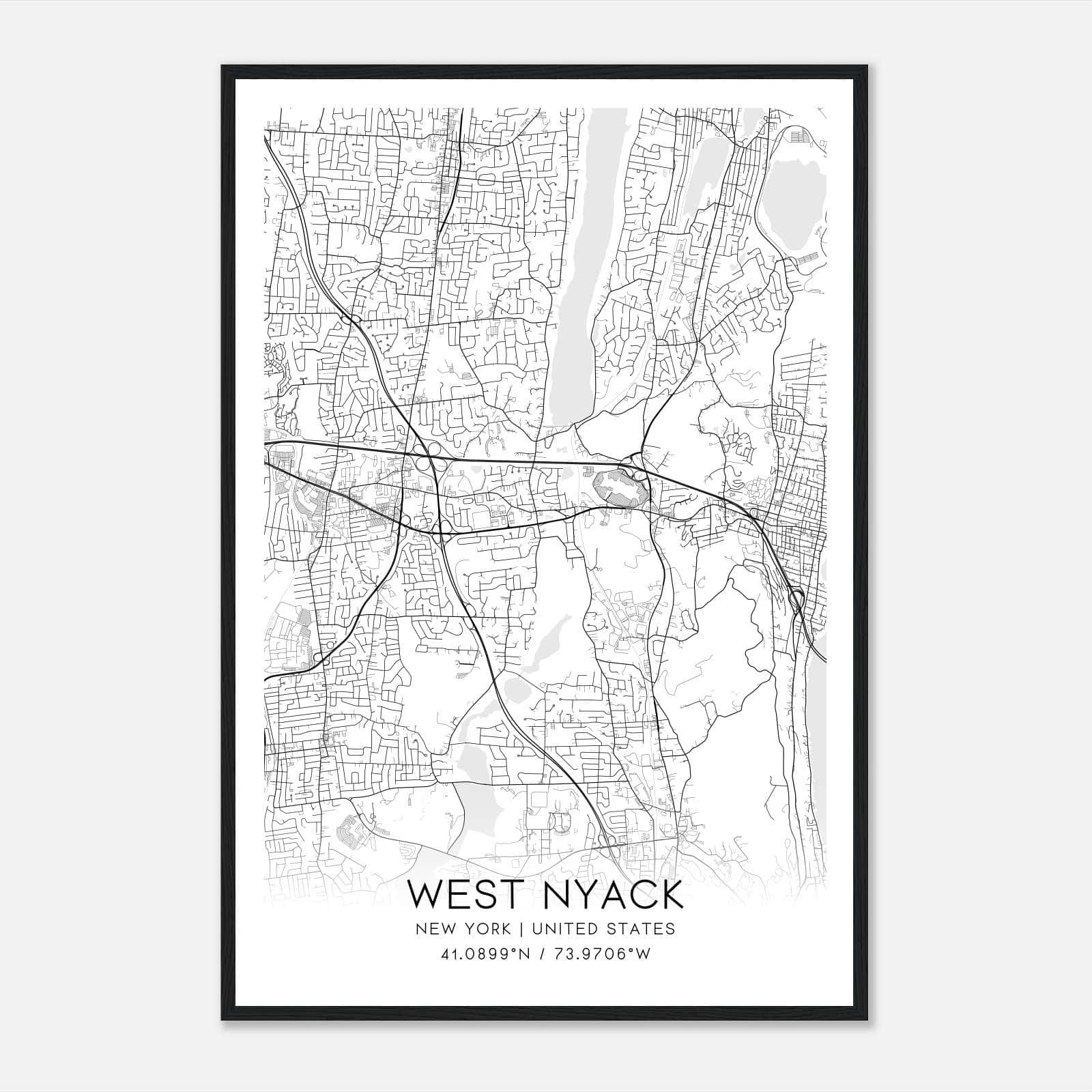 West Nyack New York Map Poster, Modern Home Decor Wall Art Print West Nyack New York Map Poster, Modern Home Decor Wall Art Print