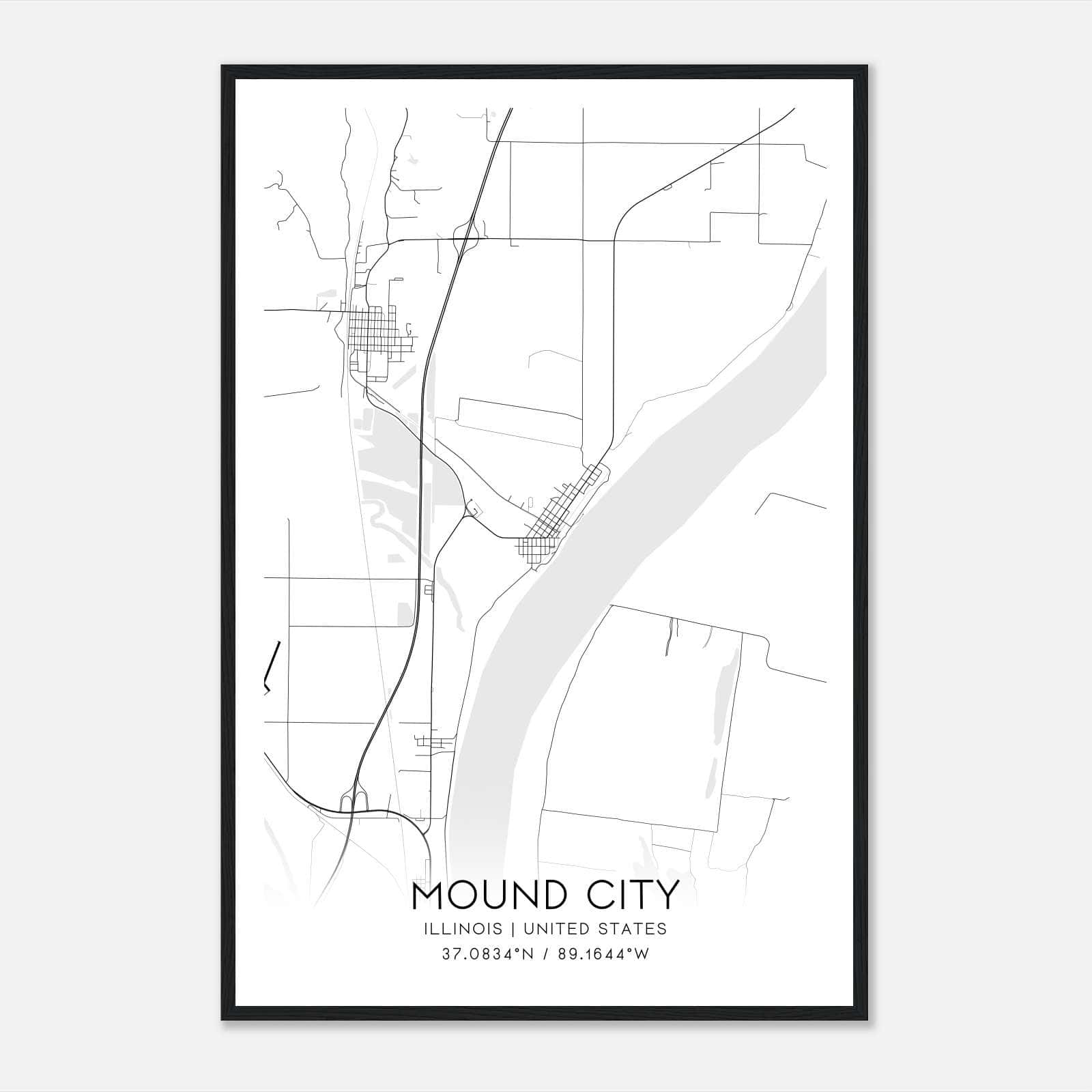 Mound City Illinois Map Poster, Modern Home Decor Wall Art Print Mound City Illinois Map Poster, Modern Home Decor Wall Art Print
