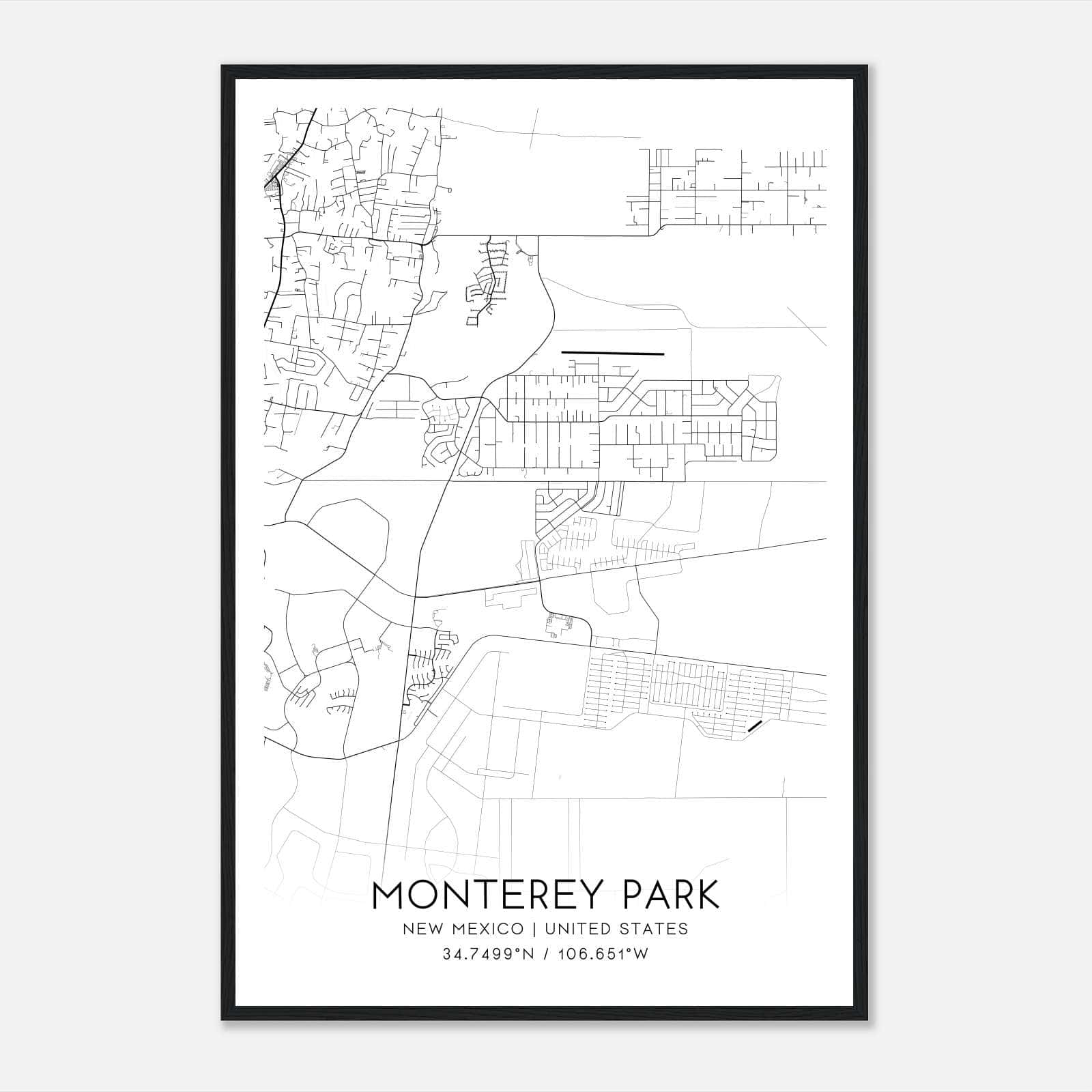 Monterey Park New Mexico Map Poster, Modern Home Decor Wall Art Print Monterey Park New Mexico Map Poster, Modern Home Decor Wall Art Print