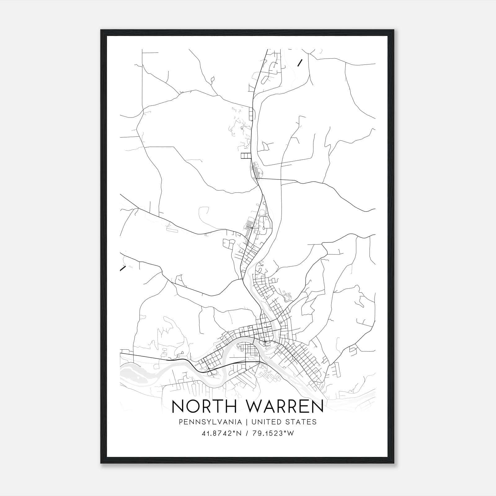 North Warren Pennsylvania Map Poster, Modern Home Decor Wall Art Print North Warren Pennsylvania Map Poster, Modern Home Decor Wall Art Print