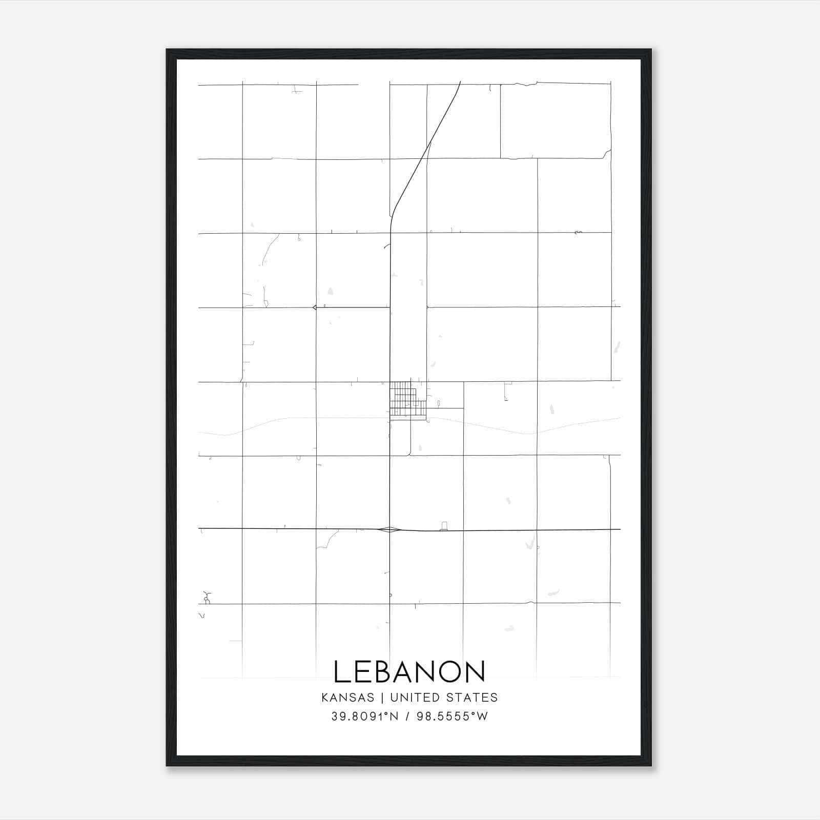 Lebanon Kansas Map Poster, Modern Home Decor Wall Art Print Lebanon Kansas Map Poster, Modern Home Decor Wall Art Print