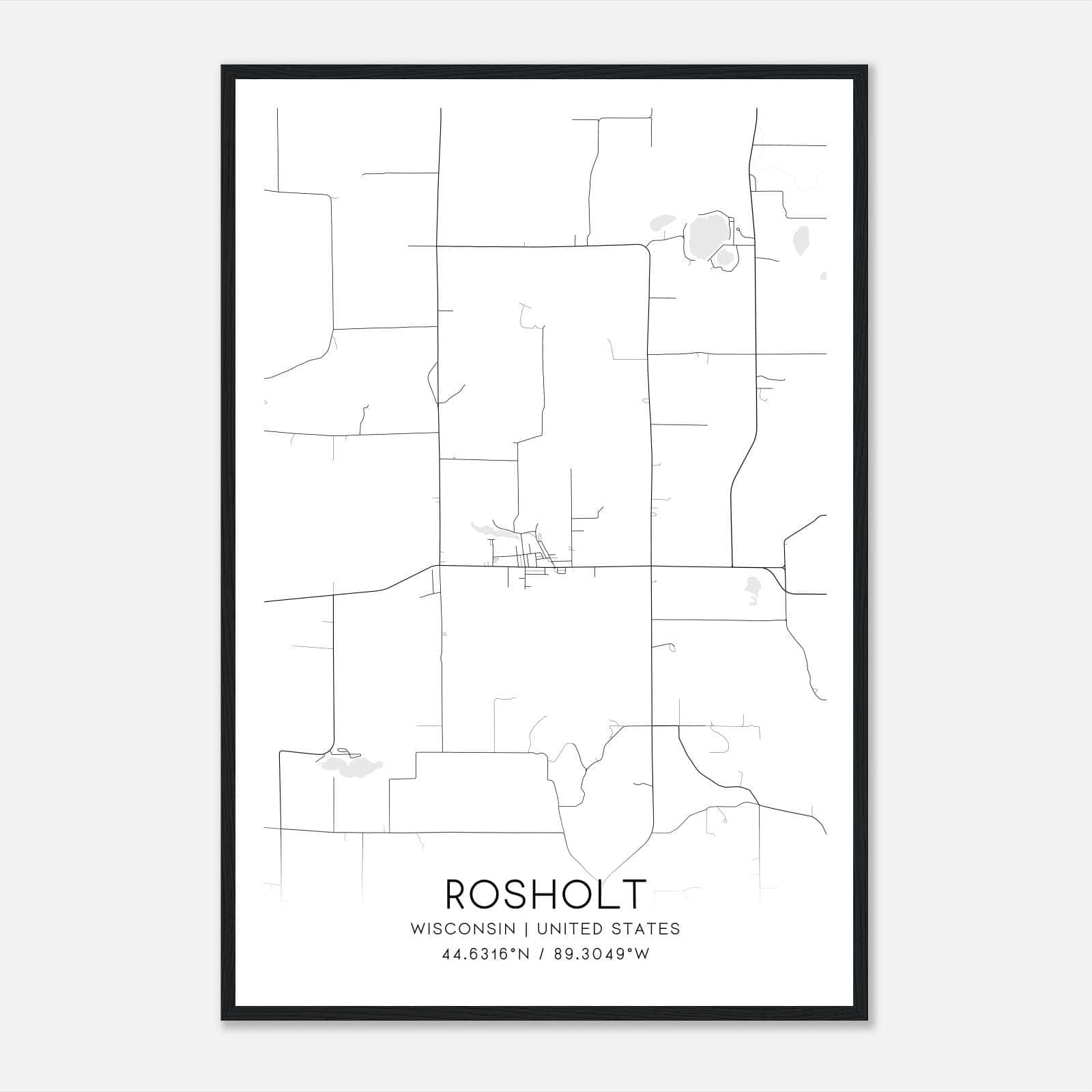 Rosholt Wisconsin Map Poster, Modern Home Decor Wall Art Print Rosholt Wisconsin Map Poster, Modern Home Decor Wall Art Print