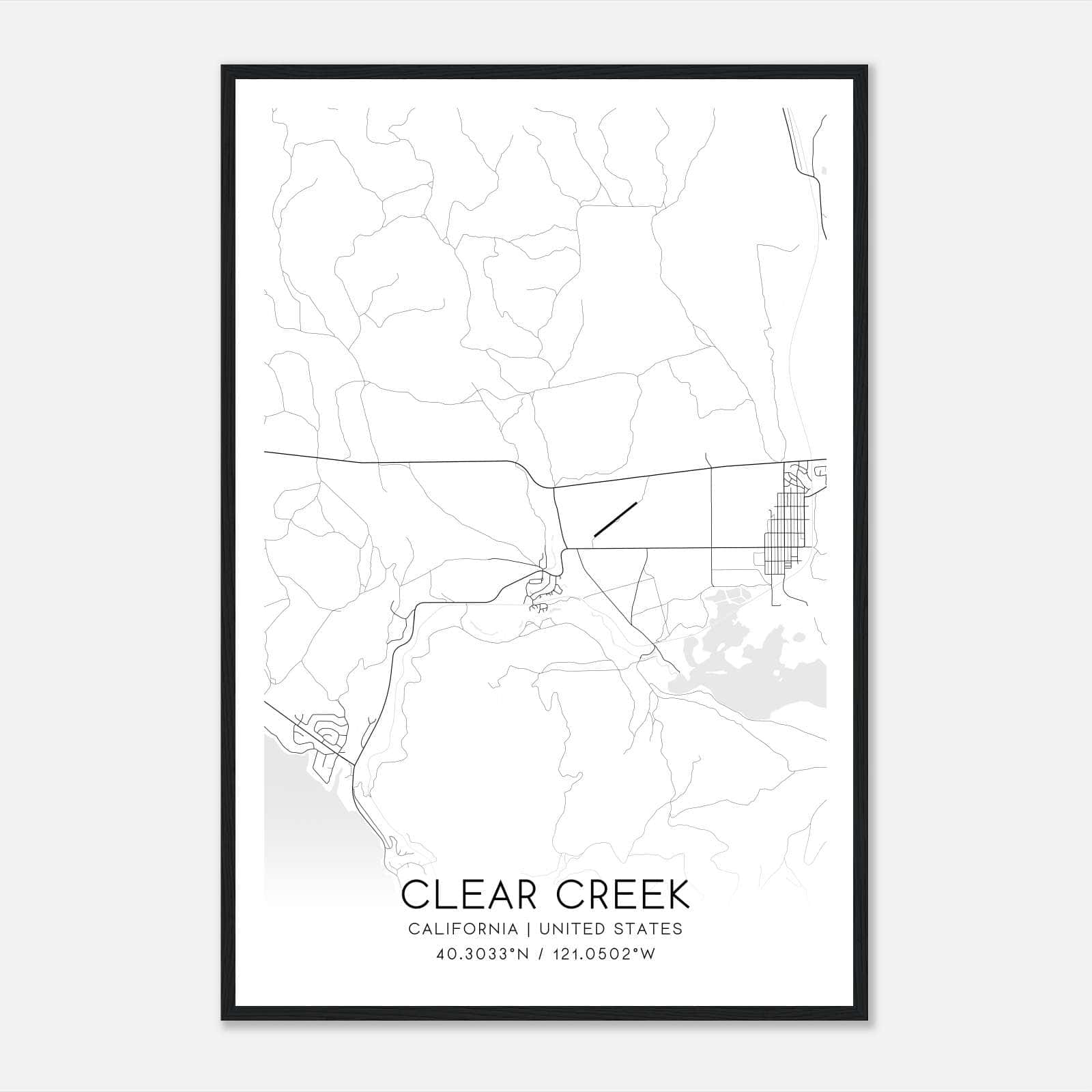 Clear Creek California Map Poster, Modern Home Decor Wall Art Print Clear Creek California Map Poster, Modern Home Decor Wall Art Print