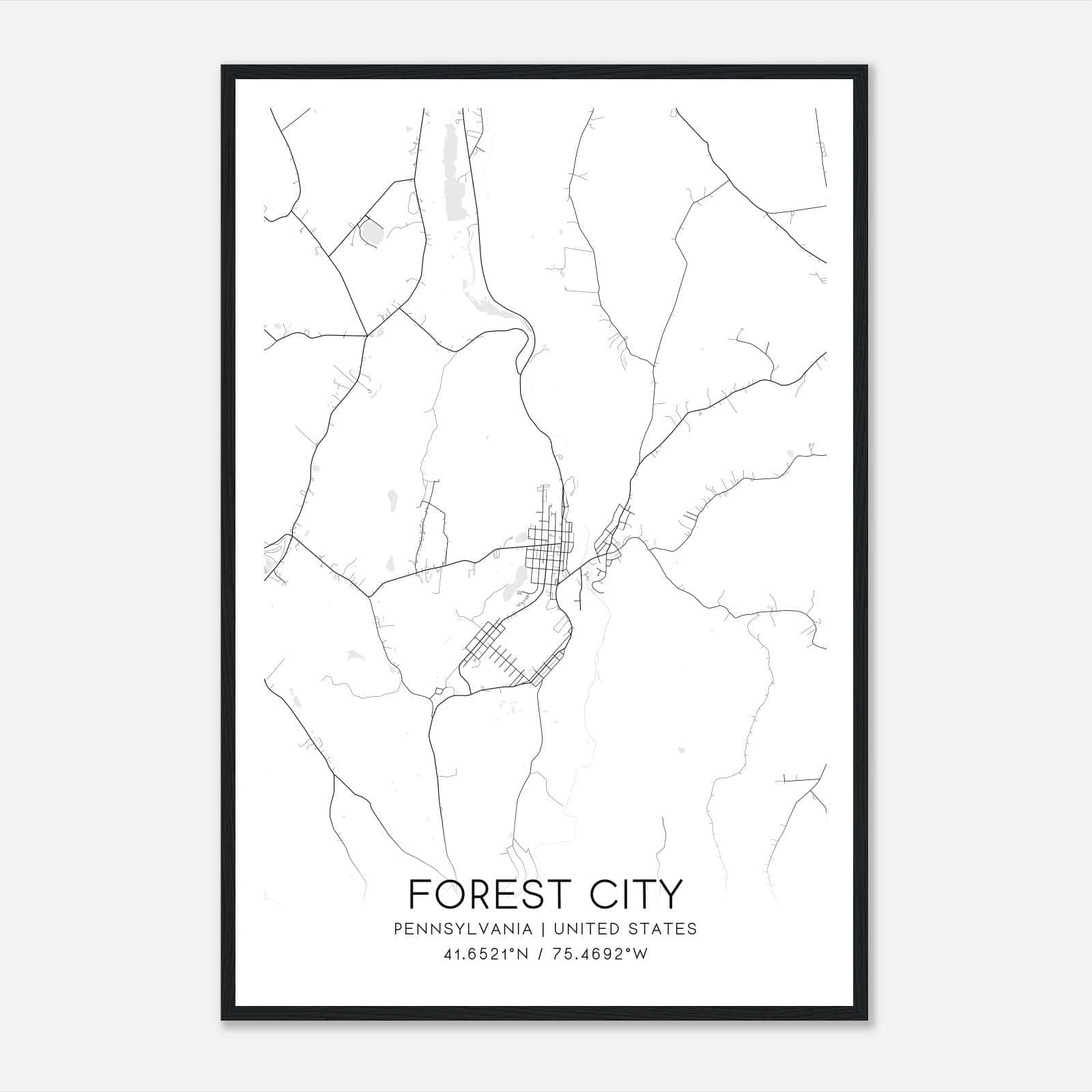 Forest City Pennsylvania Map Poster, Modern Home Decor Wall Art Print Forest City Pennsylvania Map Poster, Modern Home Decor Wall Art Print