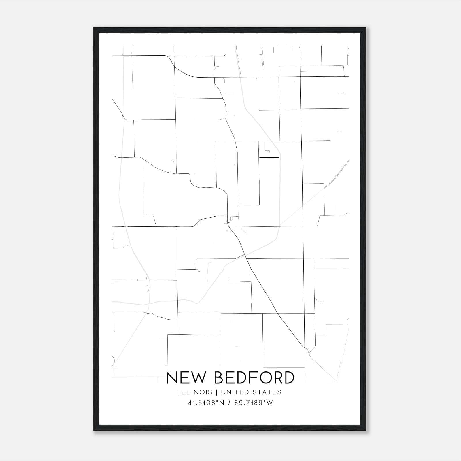New Bedford Illinois Map Poster, Modern Home Decor Wall Art Print New Bedford Illinois Map Poster, Modern Home Decor Wall Art Print