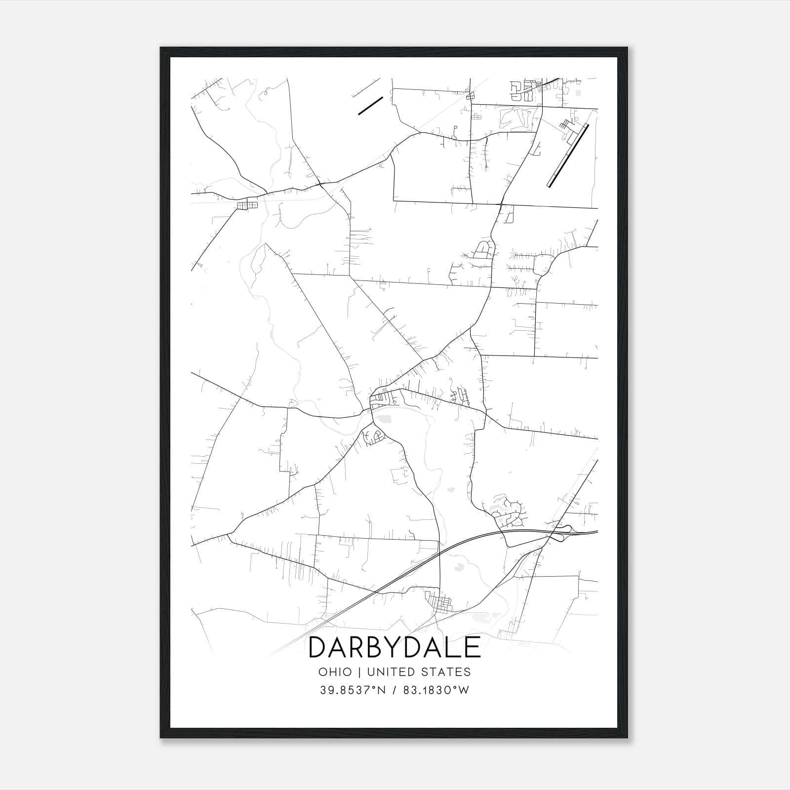 Darbydale Ohio Map Poster, Modern Home Decor Wall Art Print Darbydale Ohio Map Poster, Modern Home Decor Wall Art Print