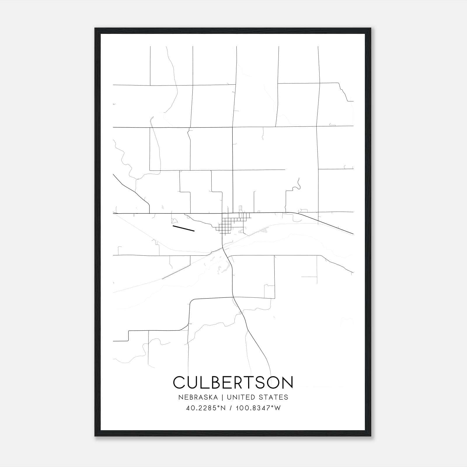 Culbertson Nebraska Map Poster, Modern Home Decor Wall Art Print Culbertson Nebraska Map Poster, Modern Home Decor Wall Art Print