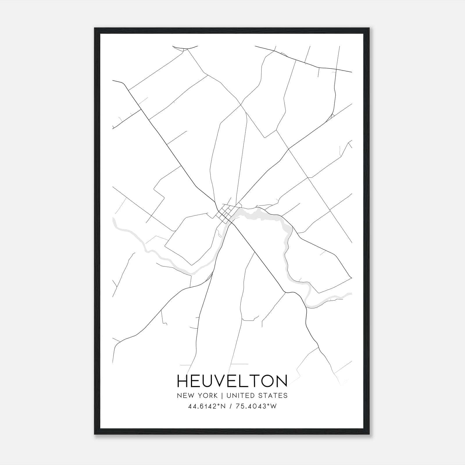 Heuvelton New York Map Poster, Modern Home Decor Wall Art Print Heuvelton New York Map Poster, Modern Home Decor Wall Art Print