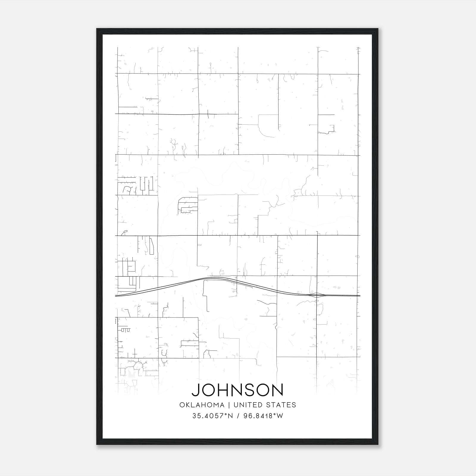 Johnson Oklahoma Map Poster, Modern Home Decor Wall Art Print Johnson Oklahoma Map Poster, Modern Home Decor Wall Art Print