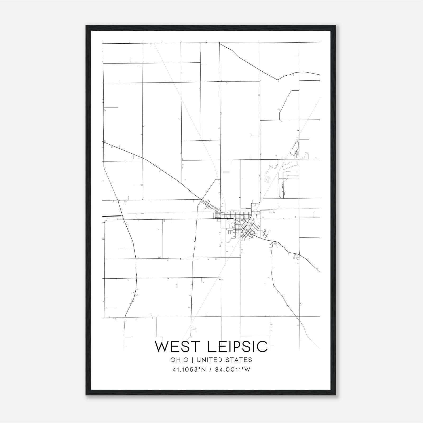 West Leipsic Ohio Map Poster, Modern Home Decor Wall Art Print West Leipsic Ohio Map Poster, Modern Home Decor Wall Art Print
