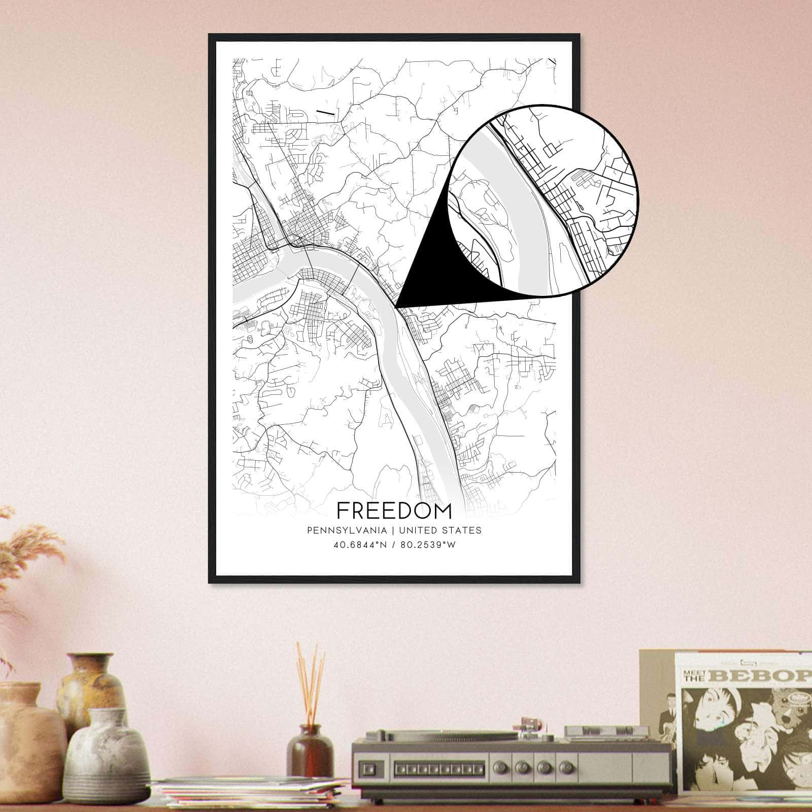 Deerfield Kansas Map Poster, Modern Home Decor Wall Art Print (Copy)