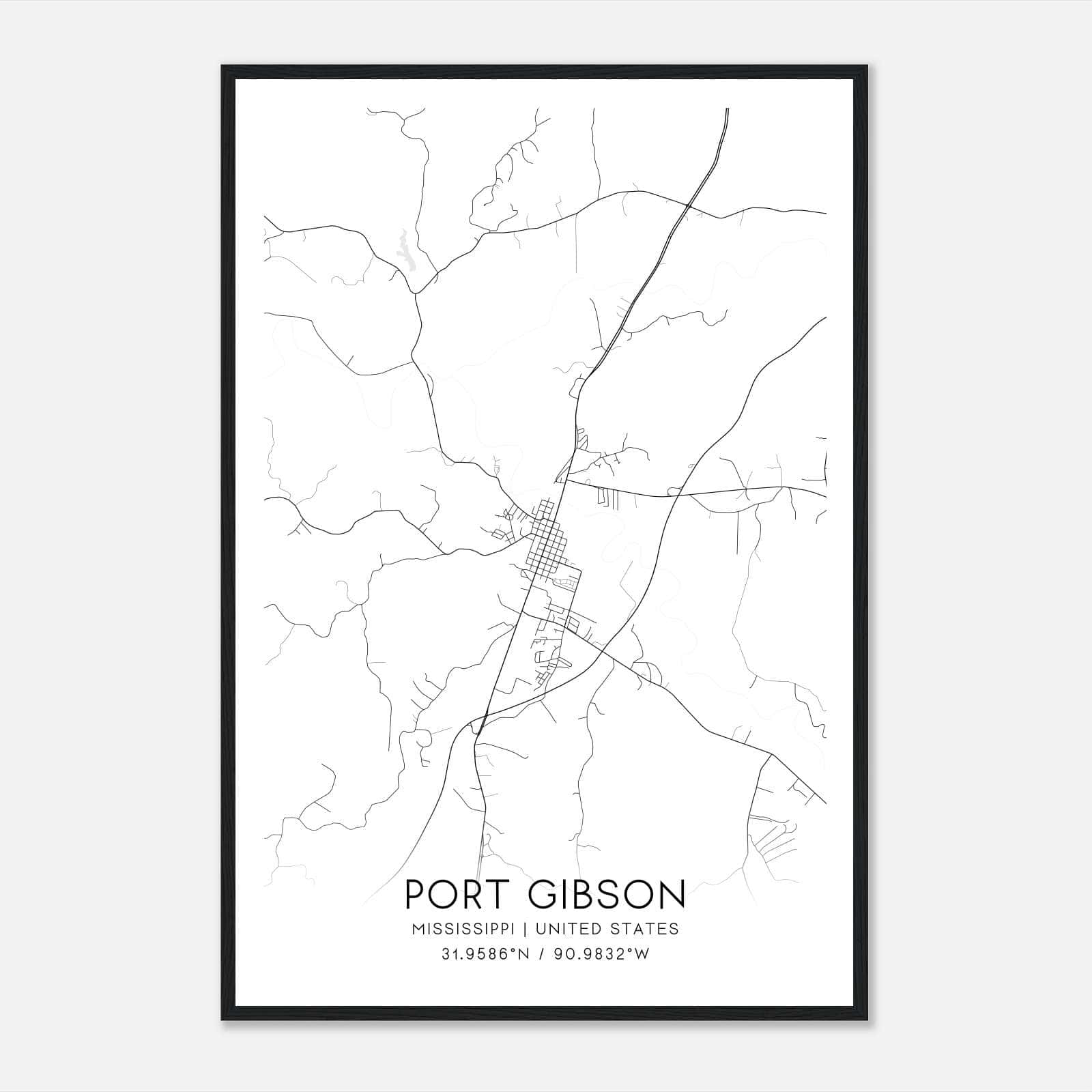 Port Gibson Mississippi Map Poster, Modern Home Decor Wall Art Print Port Gibson Mississippi Map Poster, Modern Home Decor Wall Art Print