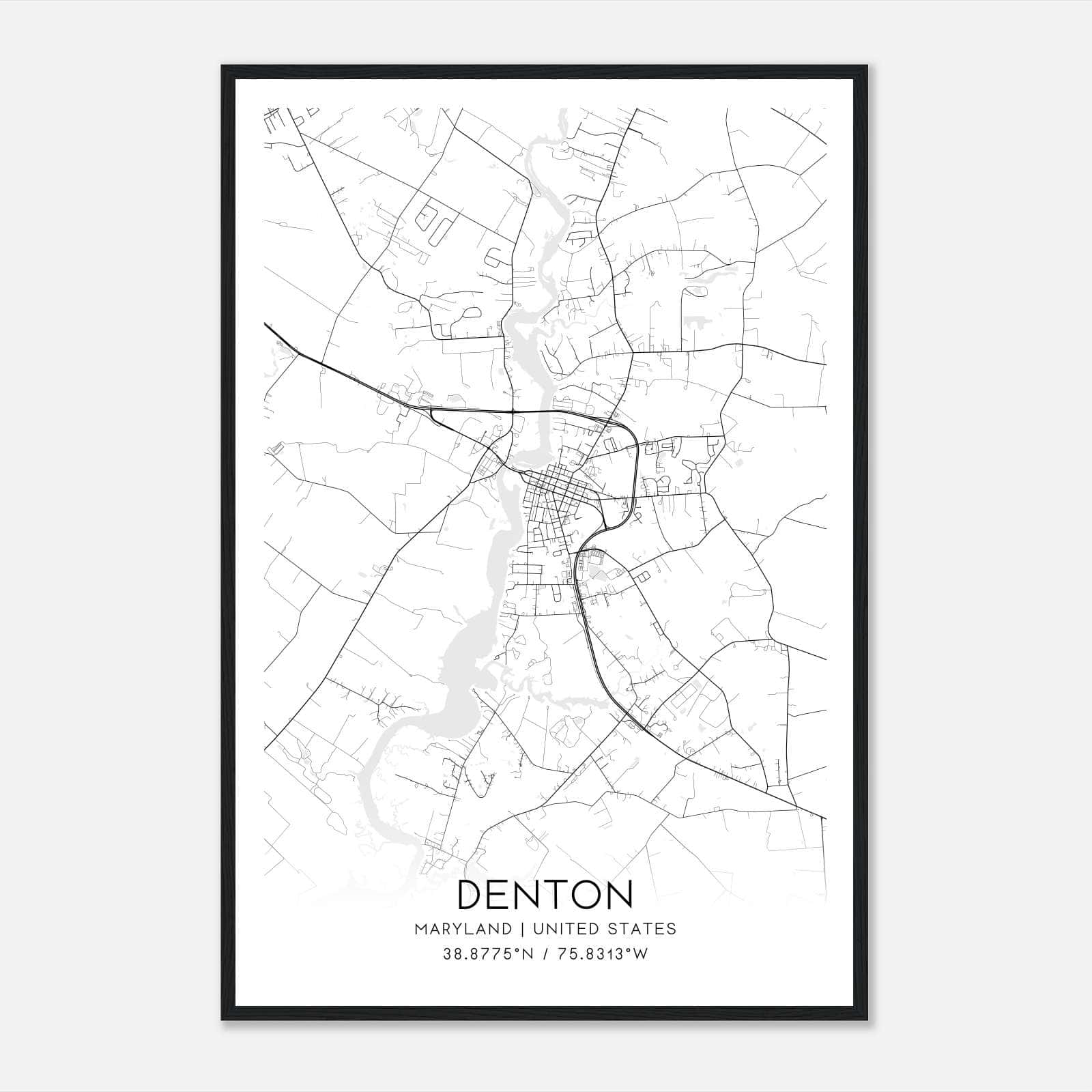 Denton Maryland Map Poster, Modern Home Decor Wall Art Print Denton Maryland Map Poster, Modern Home Decor Wall Art Print