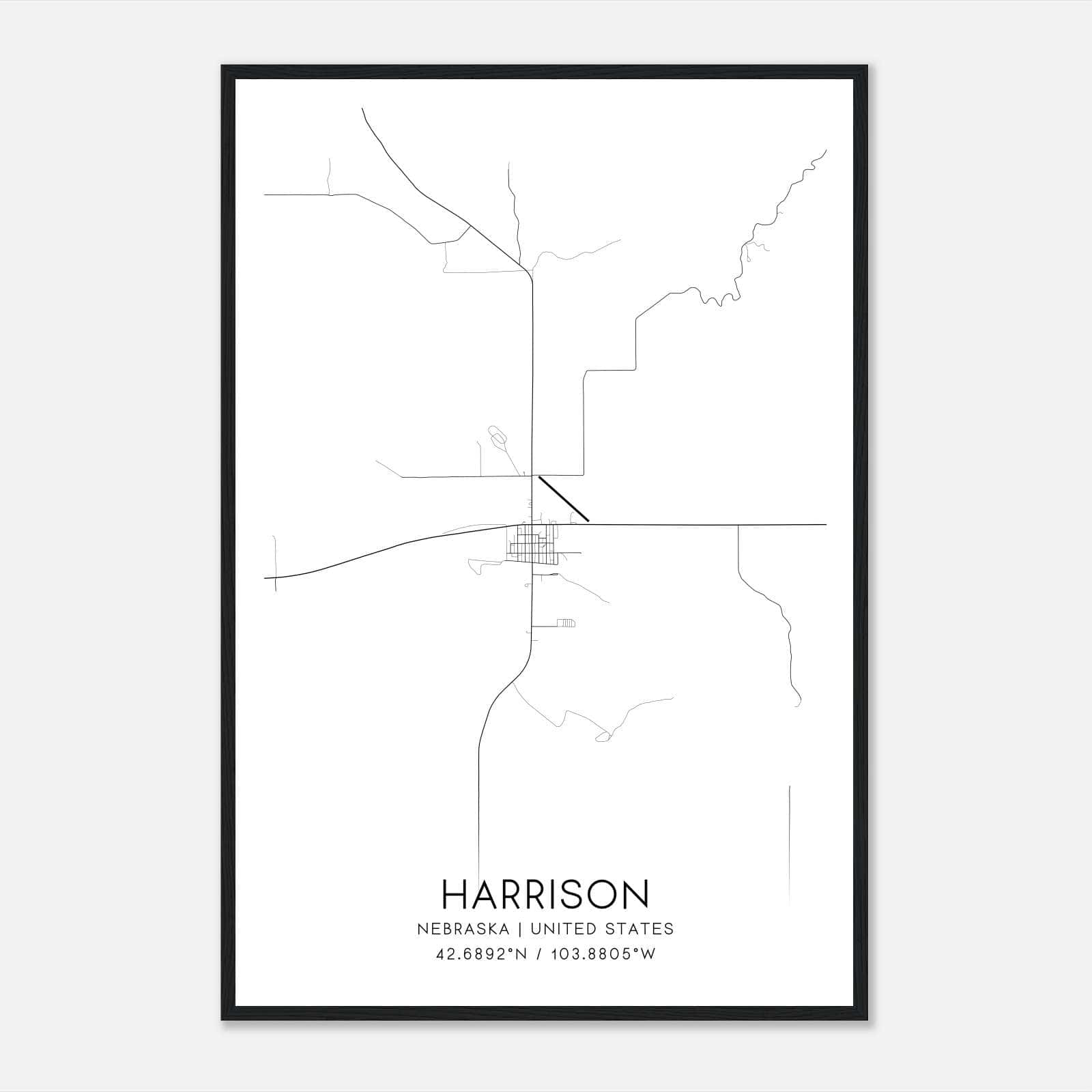 Harrison Nebraska Map Poster, Modern Home Decor Wall Art Print Harrison Nebraska Map Poster, Modern Home Decor Wall Art Print