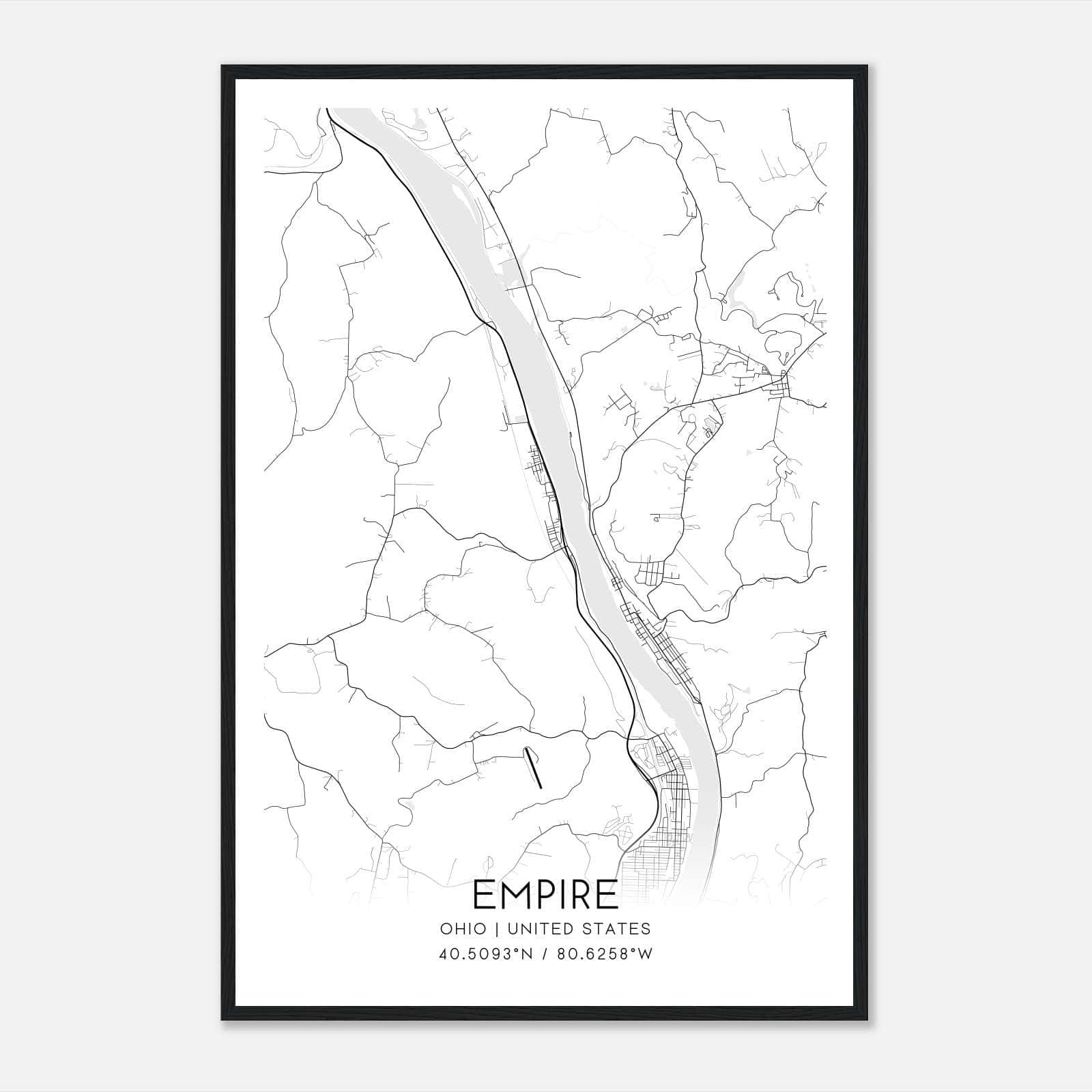 Empire Ohio Map Poster, Modern Home Decor Wall Art Print Empire Ohio Map Poster, Modern Home Decor Wall Art Print